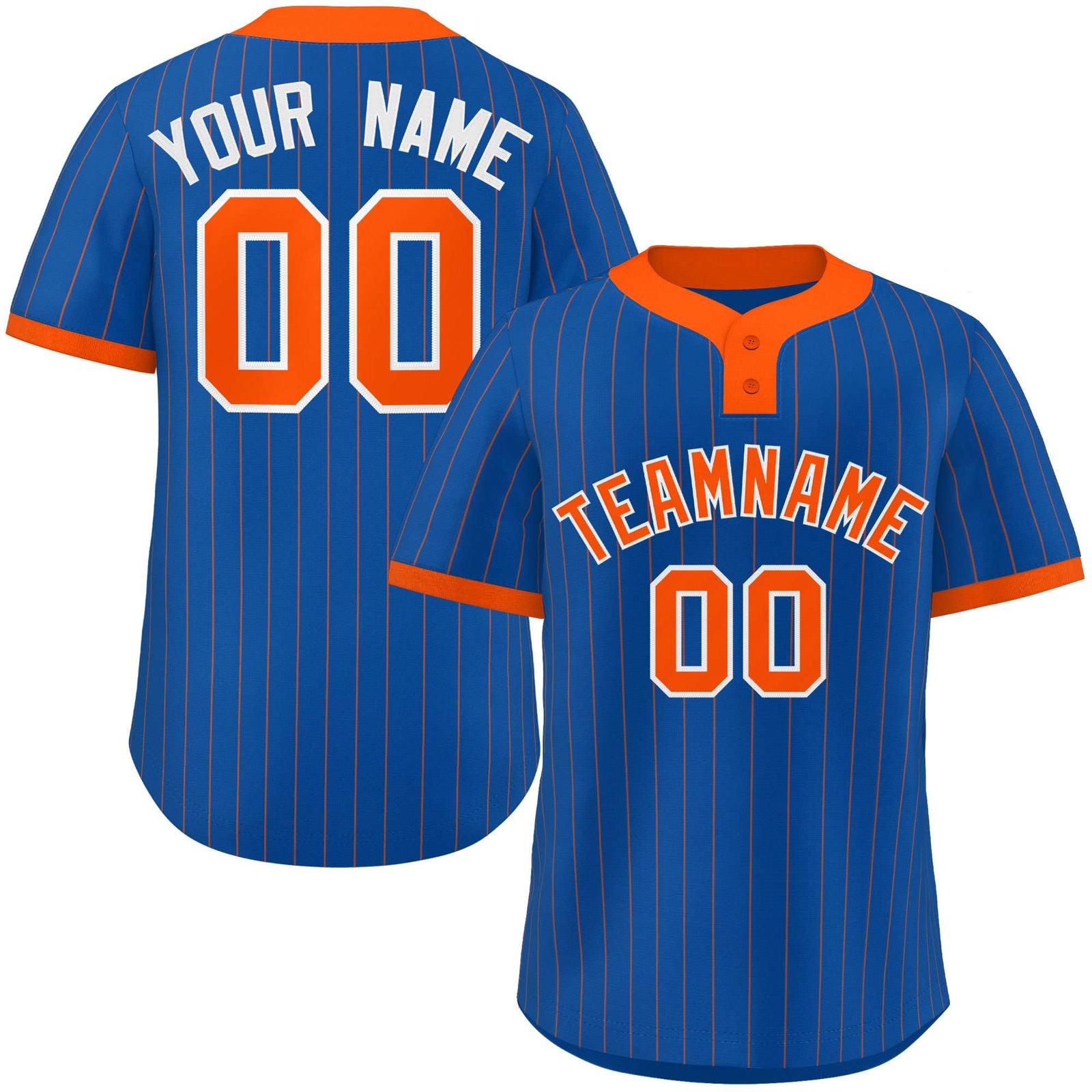 Custom Royal Orange Stripe Fashion Authentic Two-Button Softball Jersey