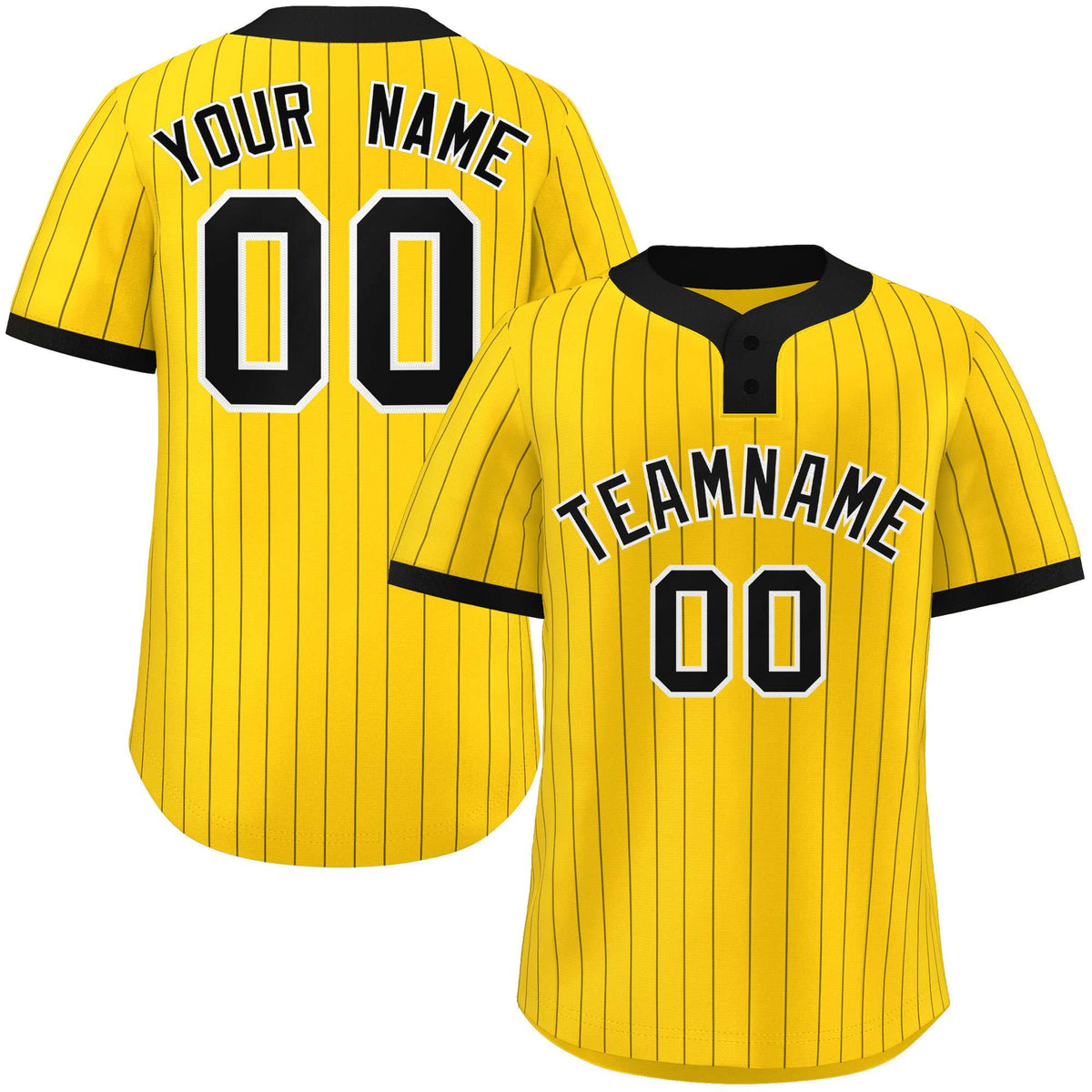 Custom Gold Black Stripe Fashion Authentic Two-Button Softball Jersey