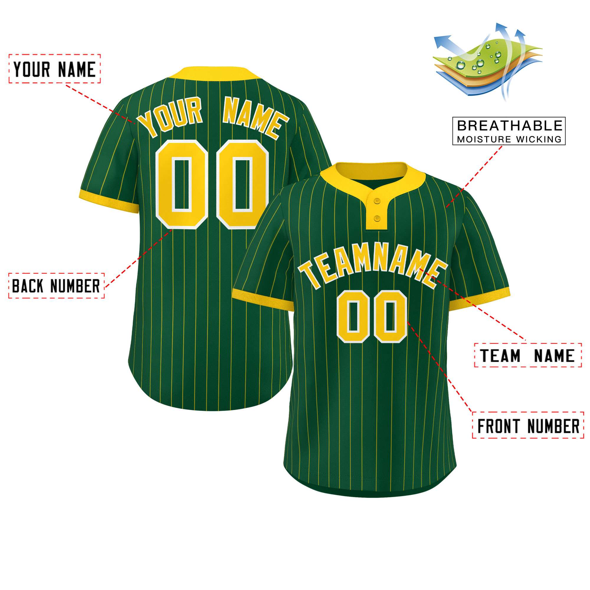Custom Gold Gold Stripe Fashion Authentic Two-Button Softball Jersey