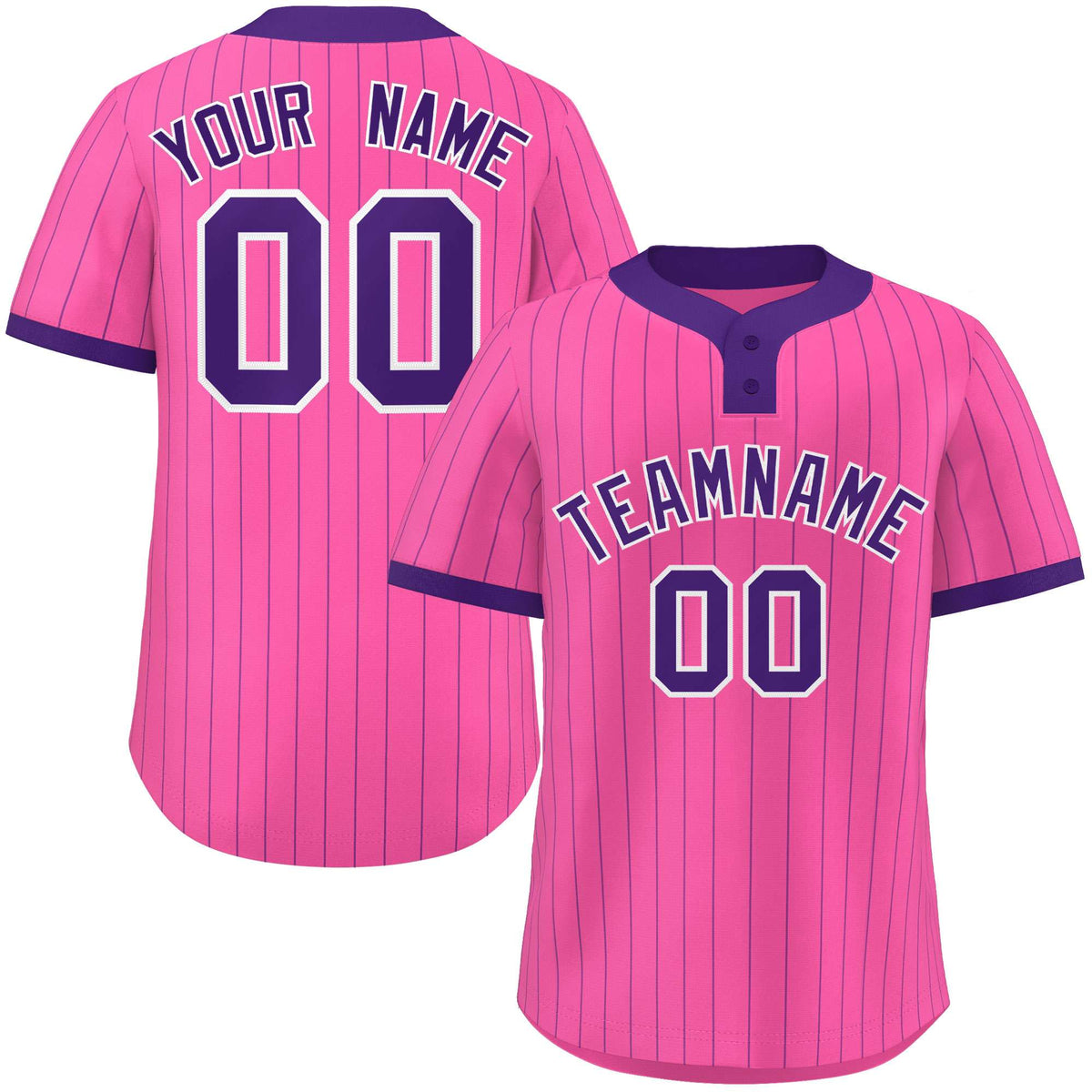 Custom Pink Purple Stripe Fashion Authentic Two-Button Softball Jersey