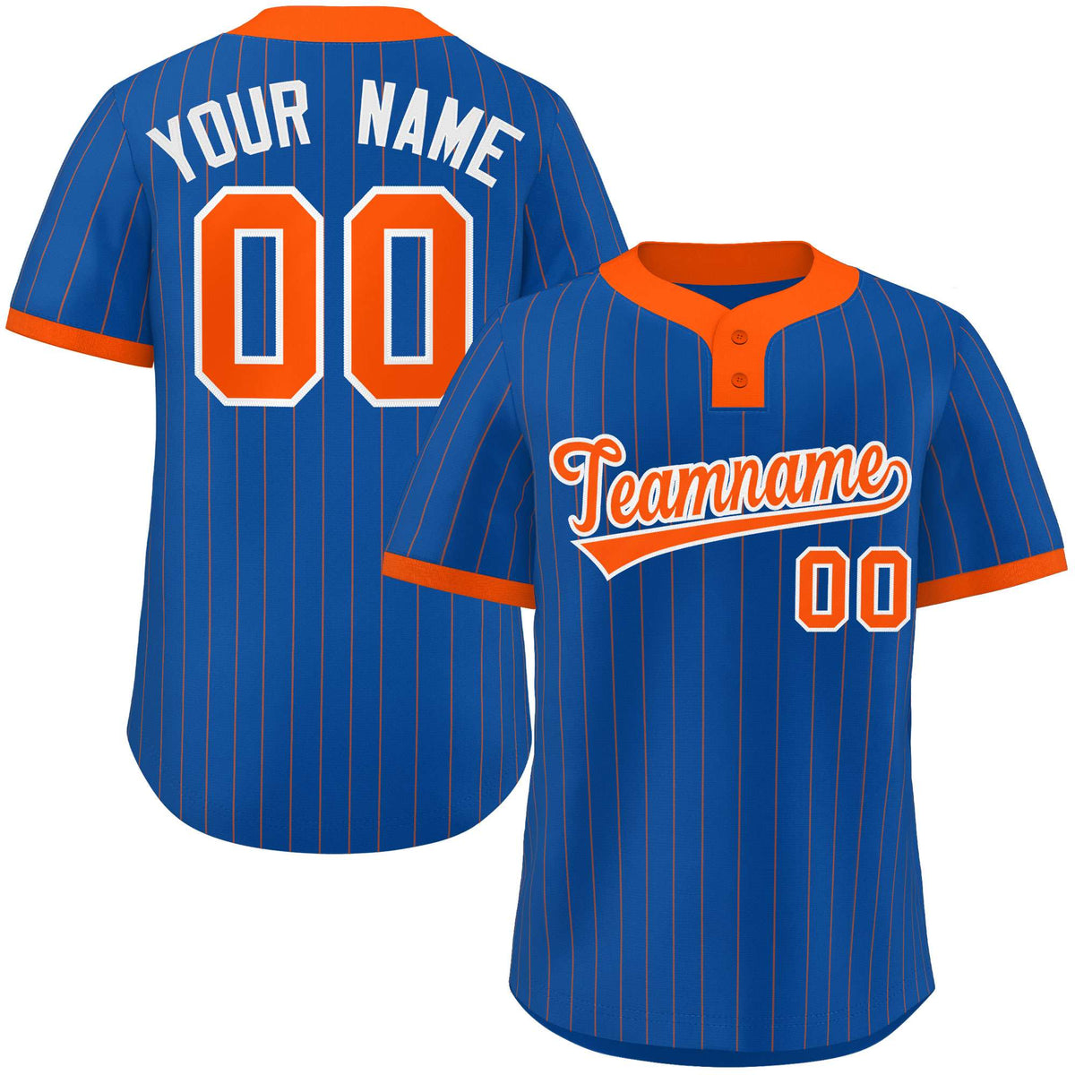 Custom Royal Orange Stripe Fashion Authentic Two-Button Softball Jersey