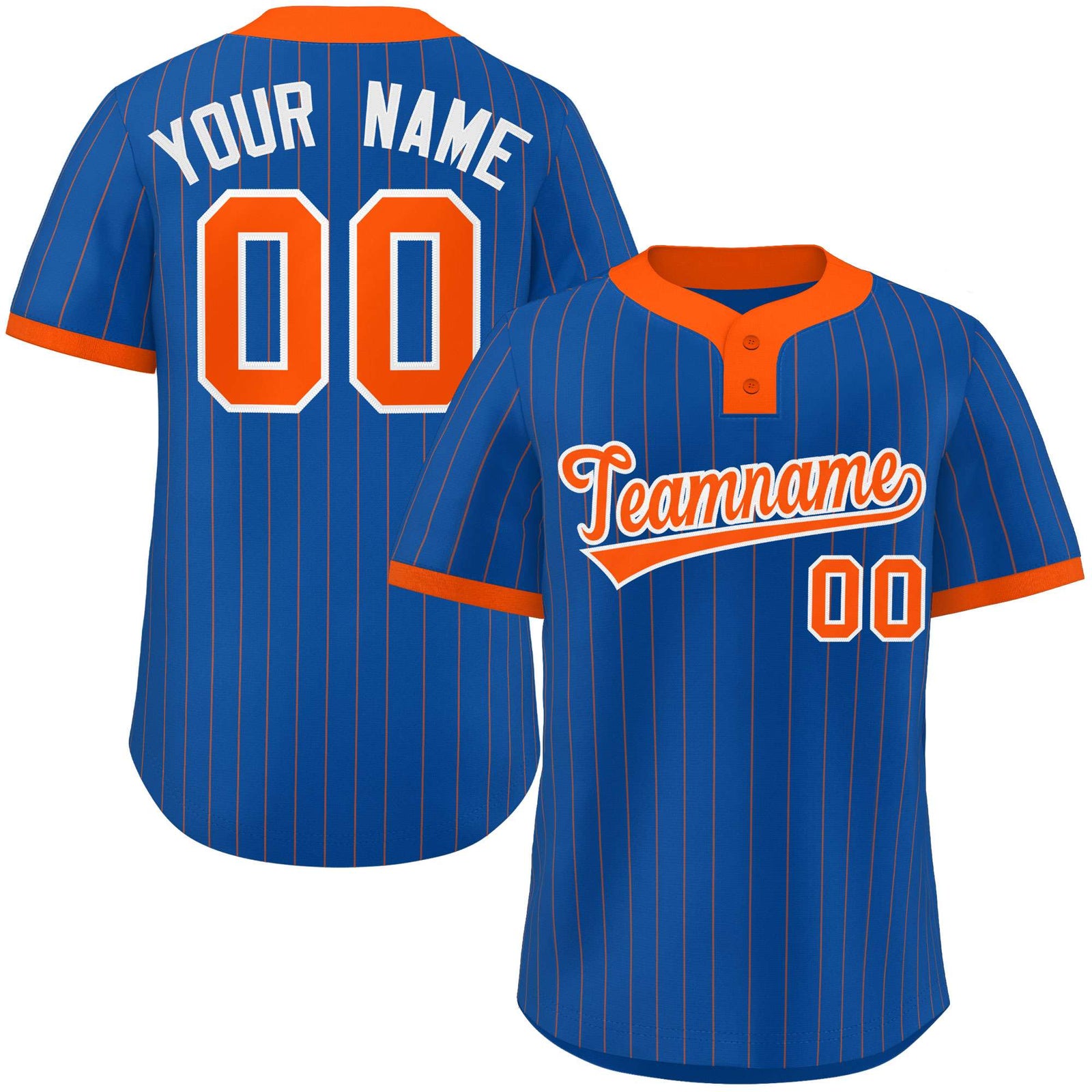 Custom Royal Orange Stripe Fashion Authentic Two-Button Softball Jersey