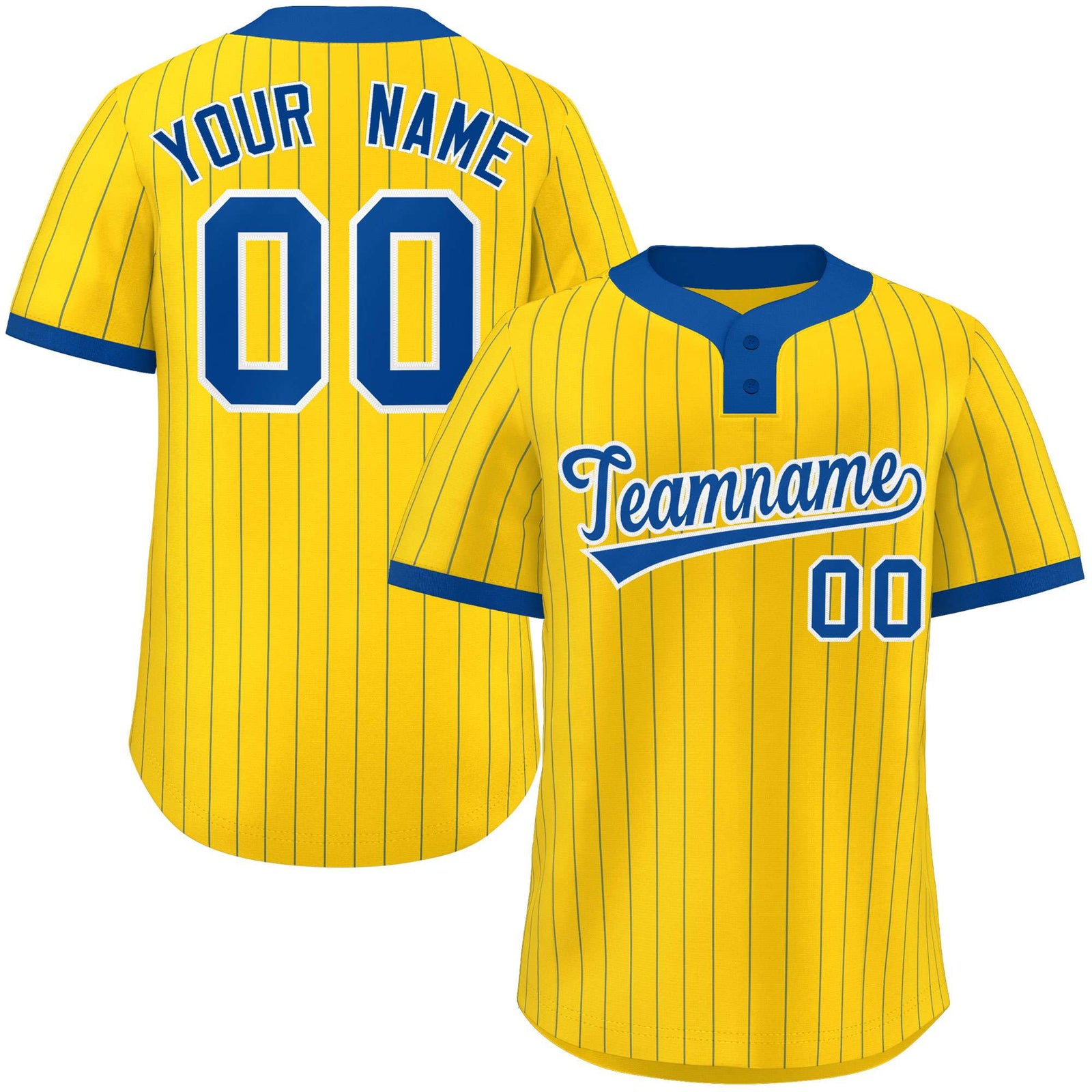 Custom Gold Royal Stripe Fashion Authentic Two-Button Softball Jersey
