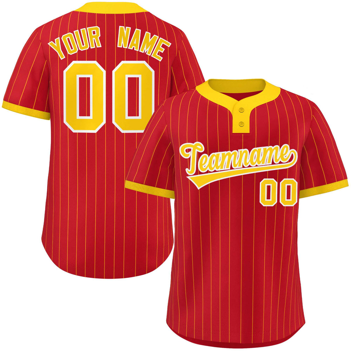 Custom Red Gold Stripe Fashion Authentic Two-Button Softball Jersey