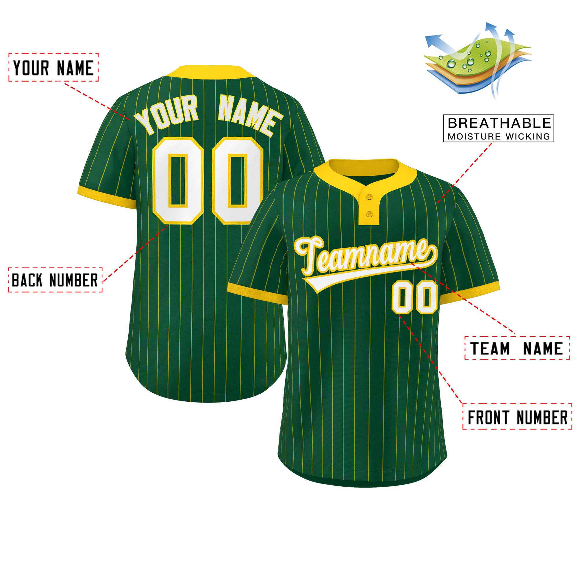 Custom Gold Gold Stripe Fashion Authentic Two-Button Softball Jersey