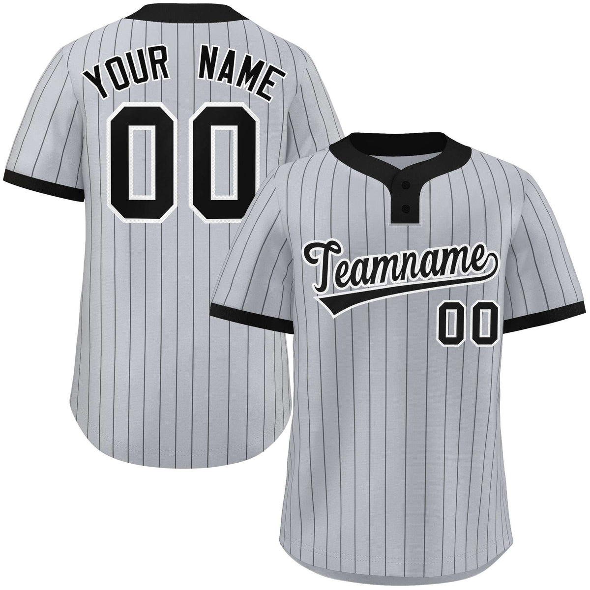 Custom Gray Black Stripe Fashion Authentic Two-Button Softball Jersey