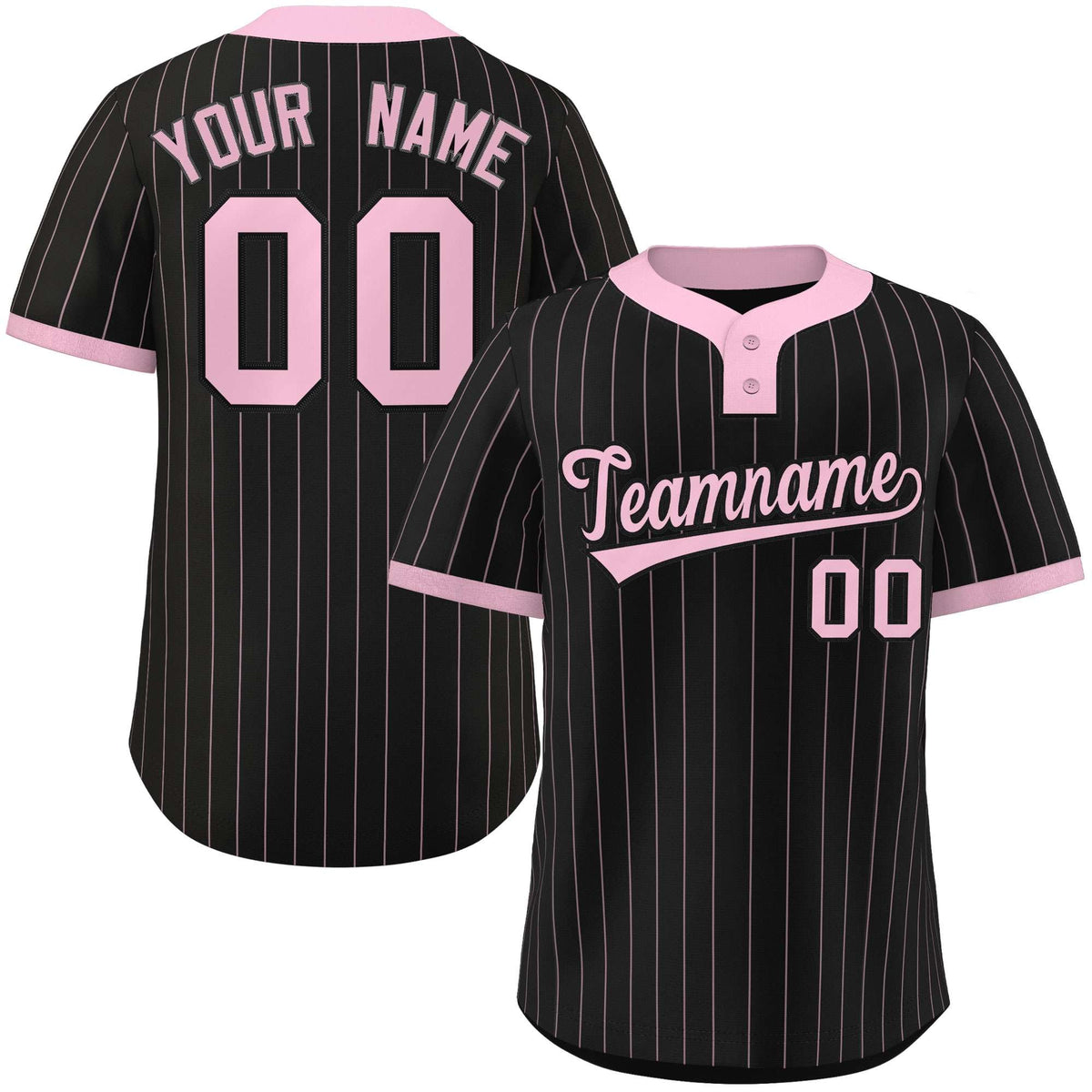 Custom Black Light Pink Stripe Fashion Authentic Two-Button Softball Jersey