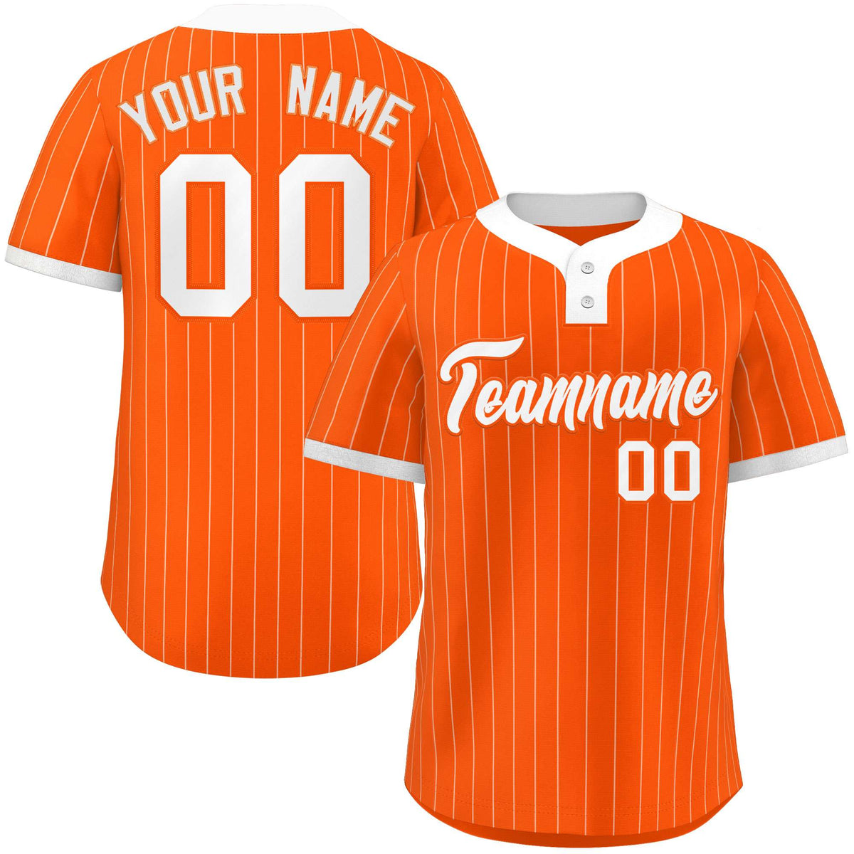 Custom Orange White Stripe Fashion Authentic Two-Button Softball Jersey