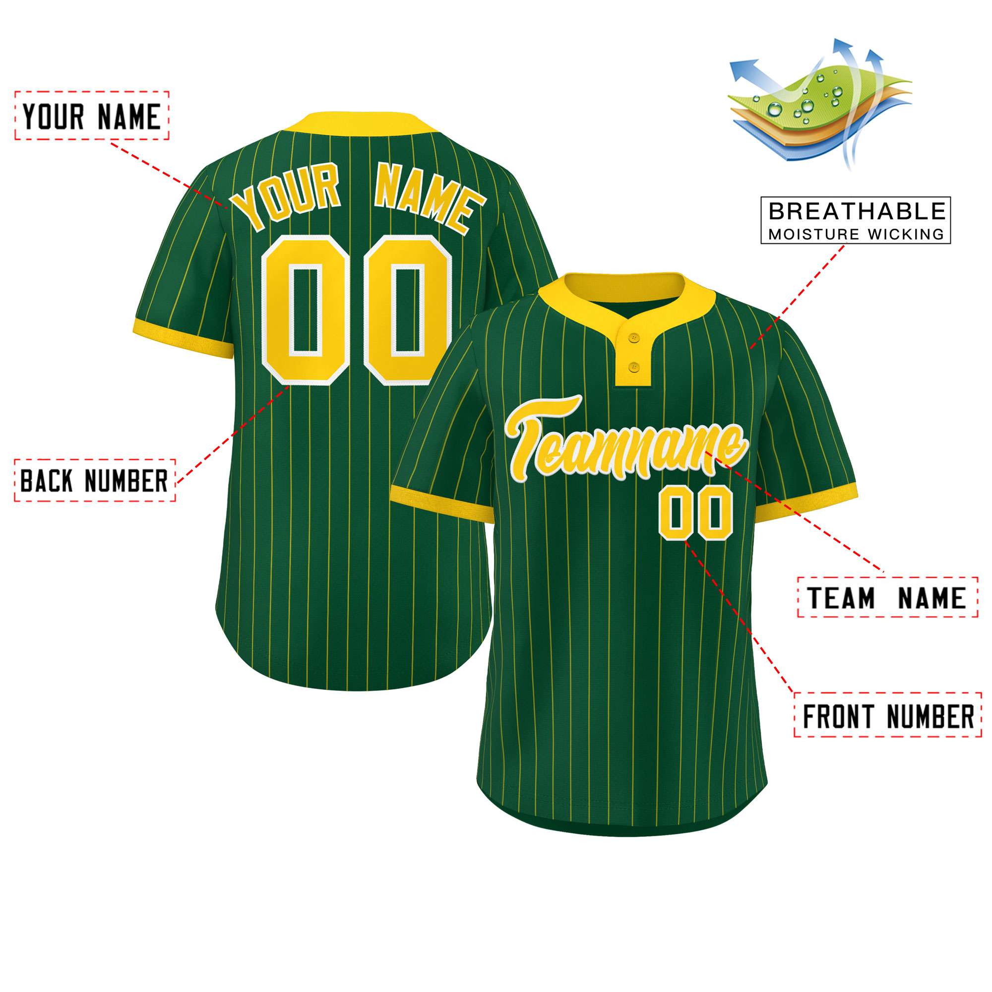 Custom Gold Gold Stripe Fashion Authentic Two-Button Softball Jersey