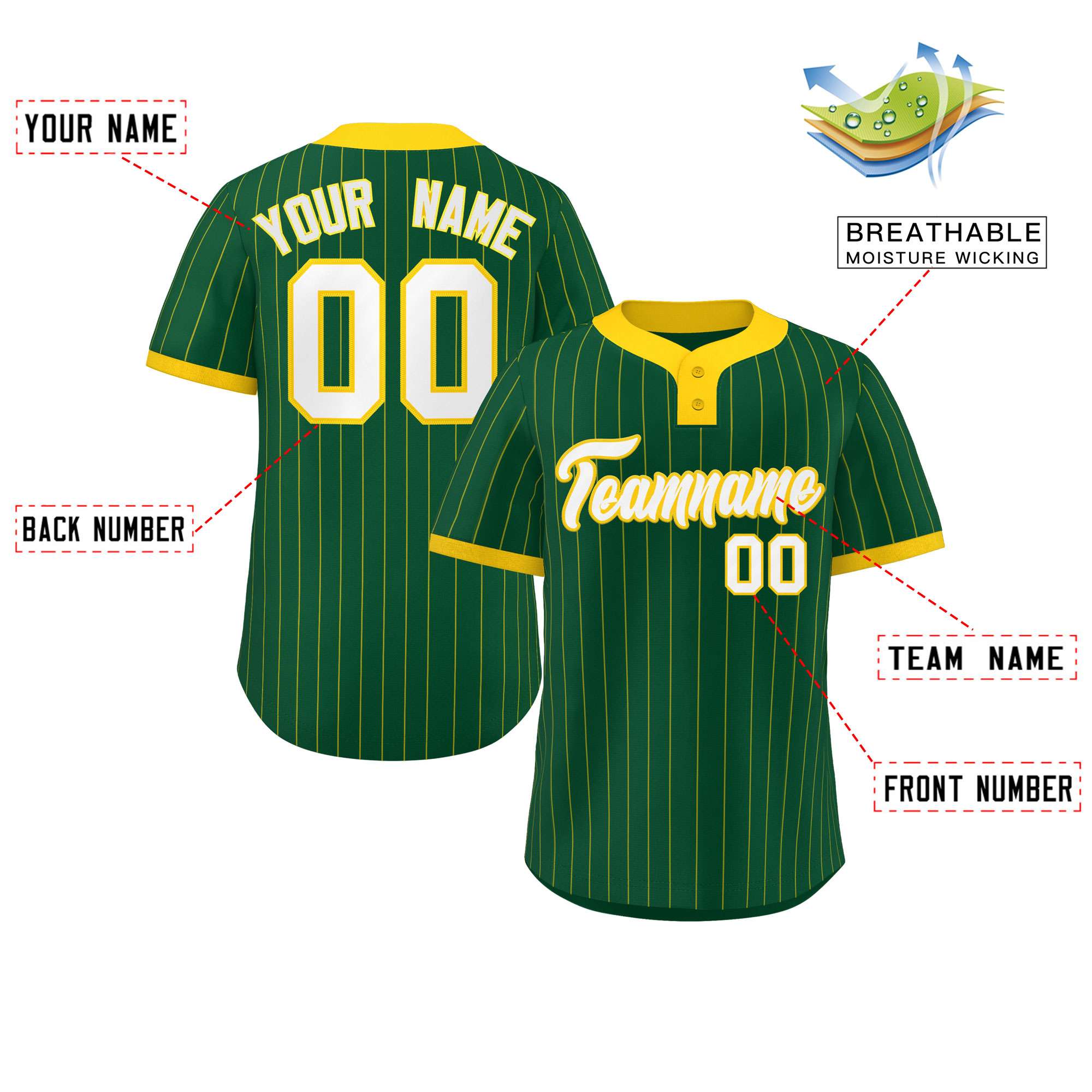 Custom Gold Gold Stripe Fashion Authentic Two-Button Softball Jersey