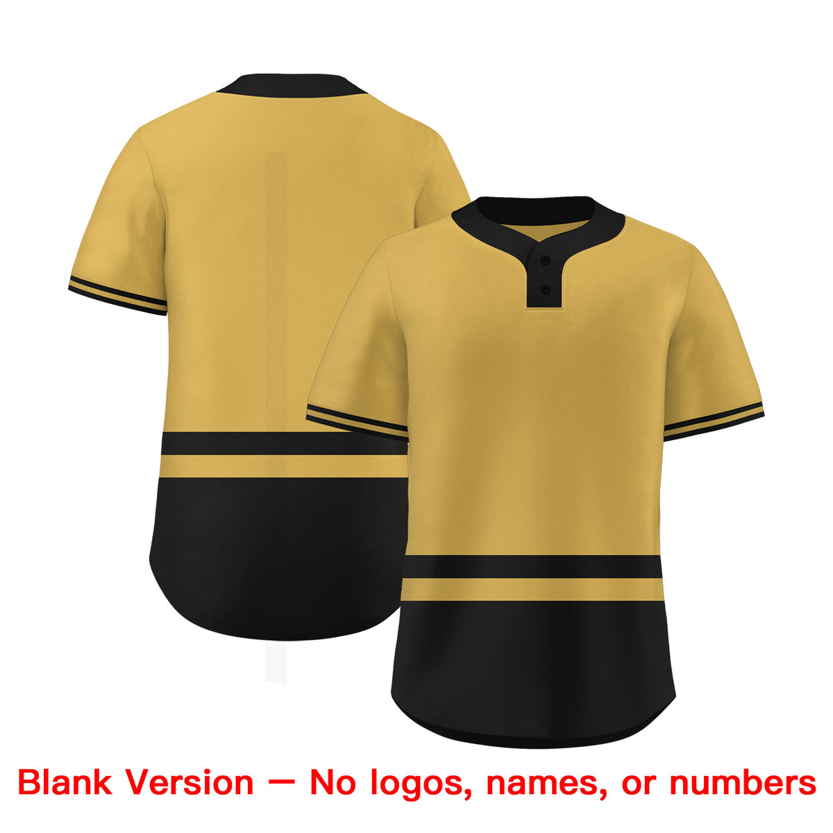 Custom Gold Black Color Block Personalized Authentic Two-Button Softball Jersey