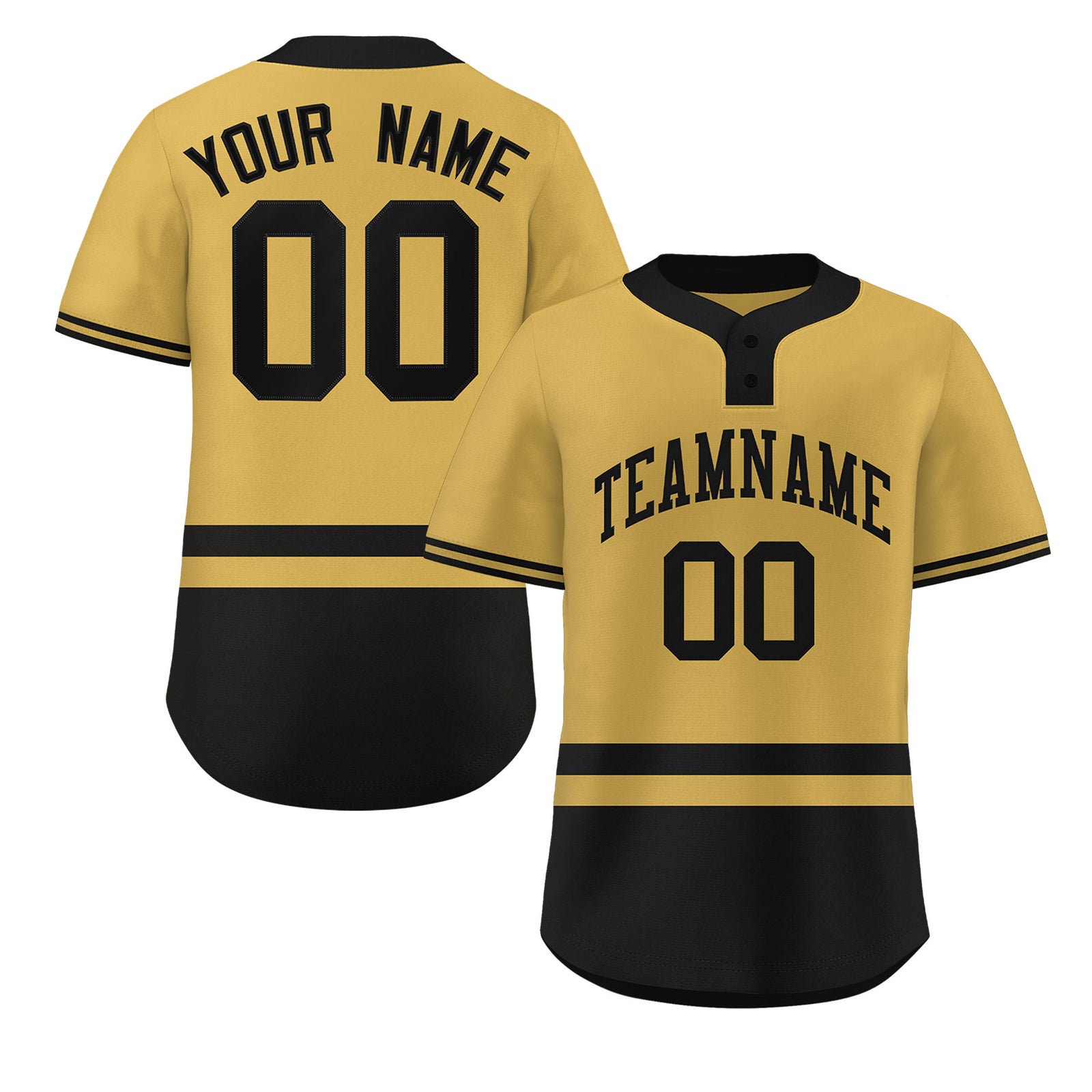 Custom Gold Black Color Block Personalized Authentic Two-Button Softball Jersey