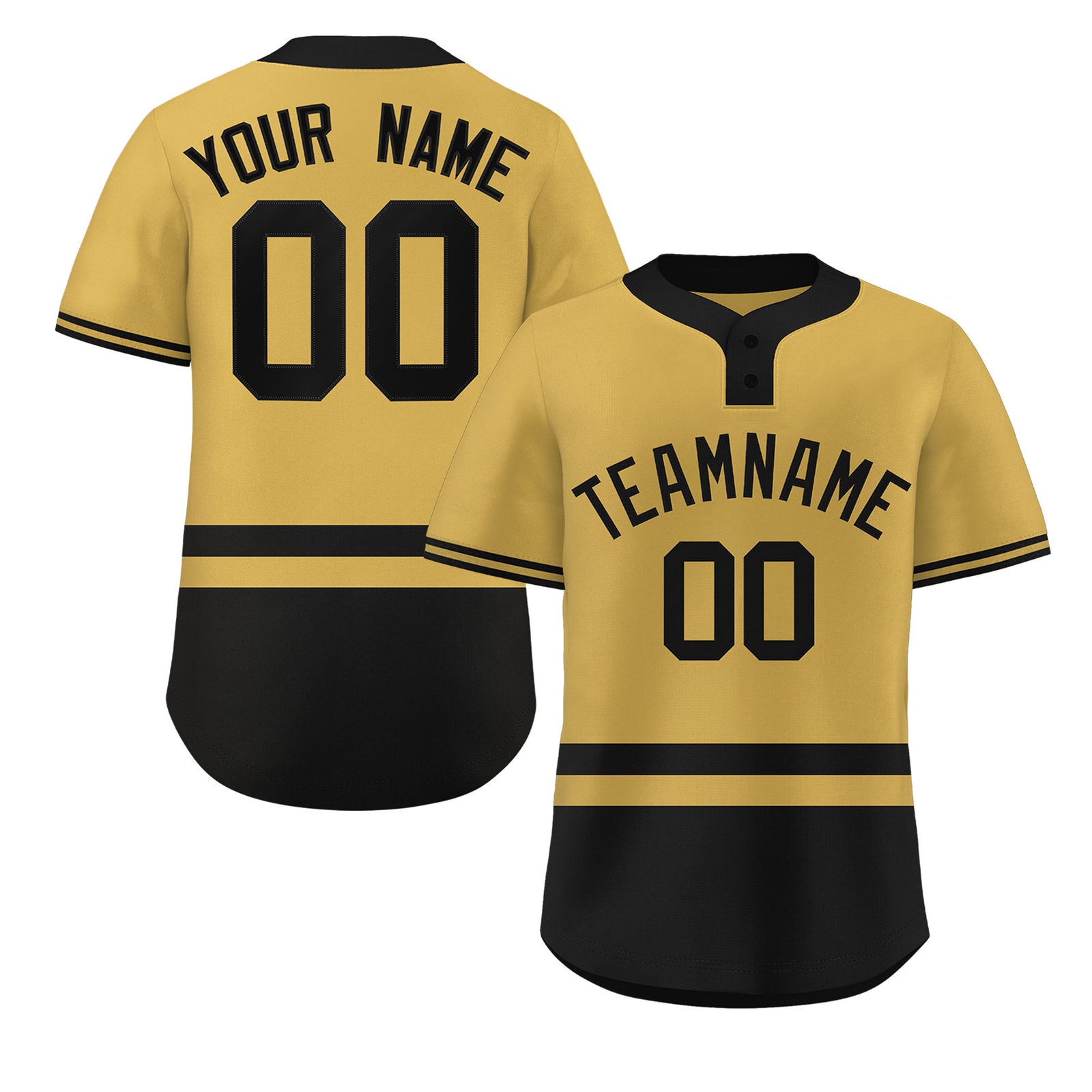 Custom Gold Black Color Block Personalized Authentic Two-Button Softball Jersey