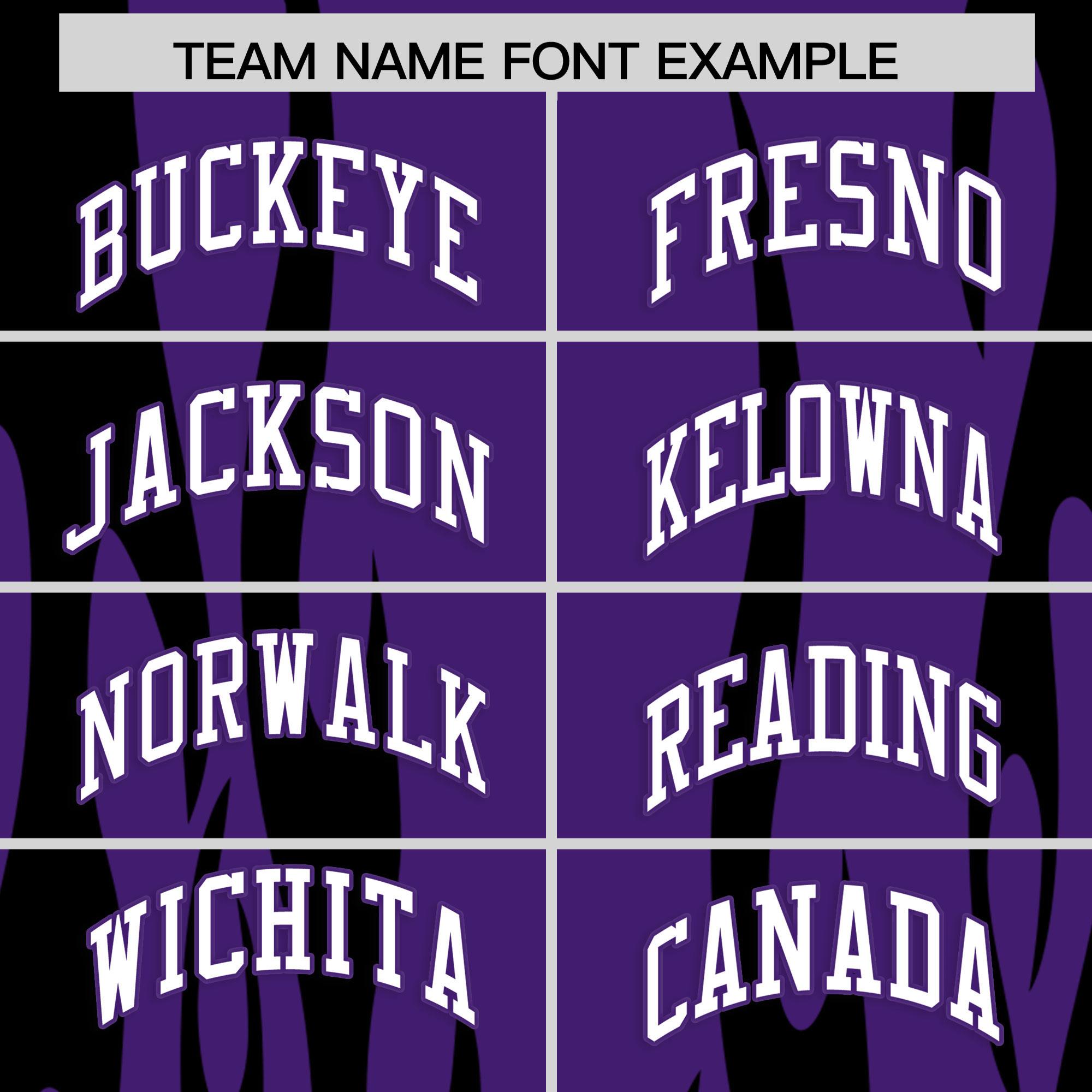 Custom Purple Black Flame Pattern Authentic Pullover Baseball Jersey
