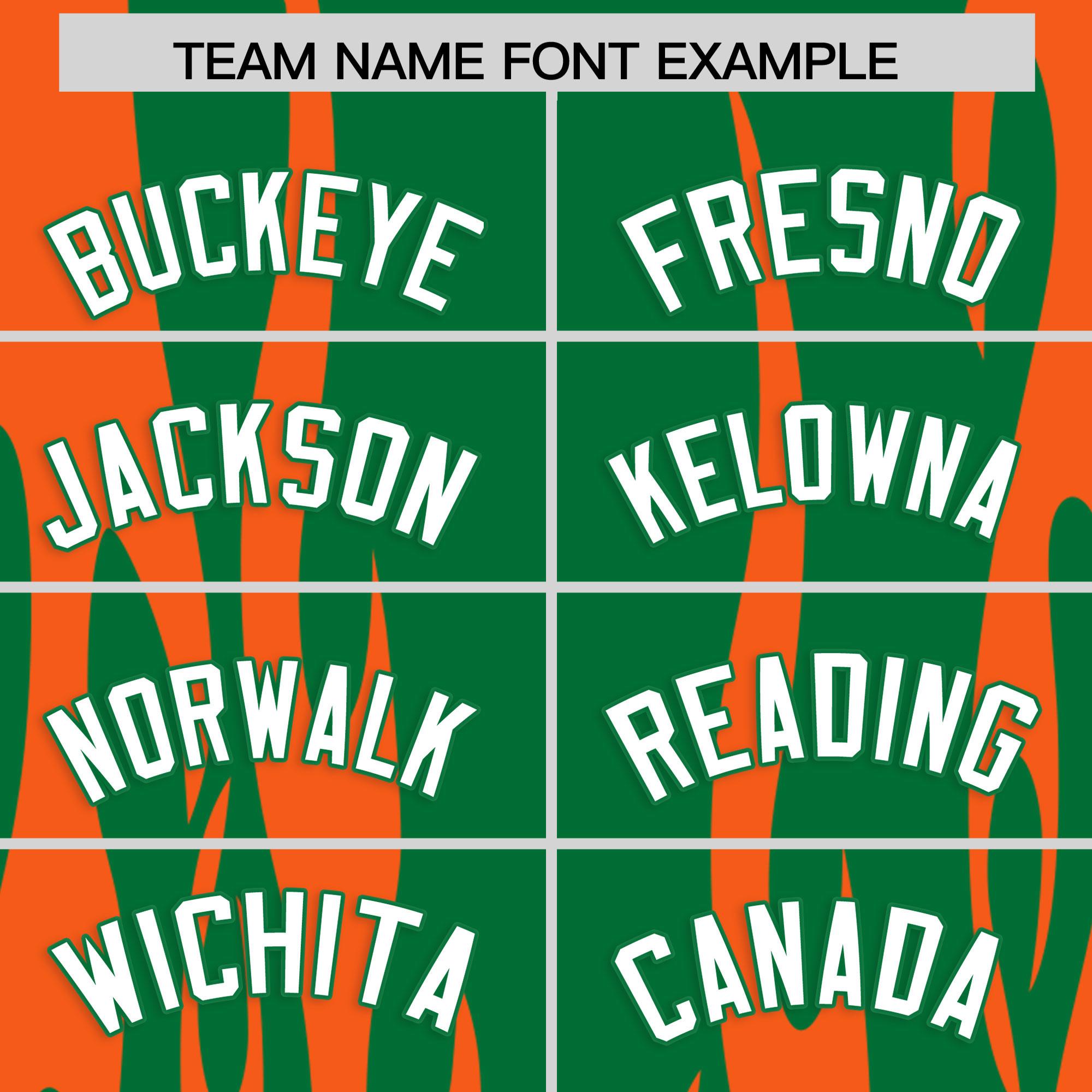 Custom Kelly Green Orange Flame Pattern Authentic Pullover Baseball Jersey