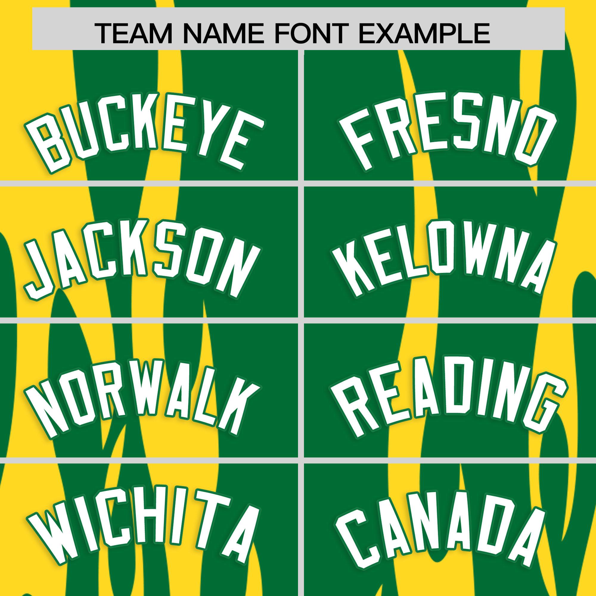 Custom Kelly Green Gold Flame Pattern Authentic Pullover Baseball Jersey