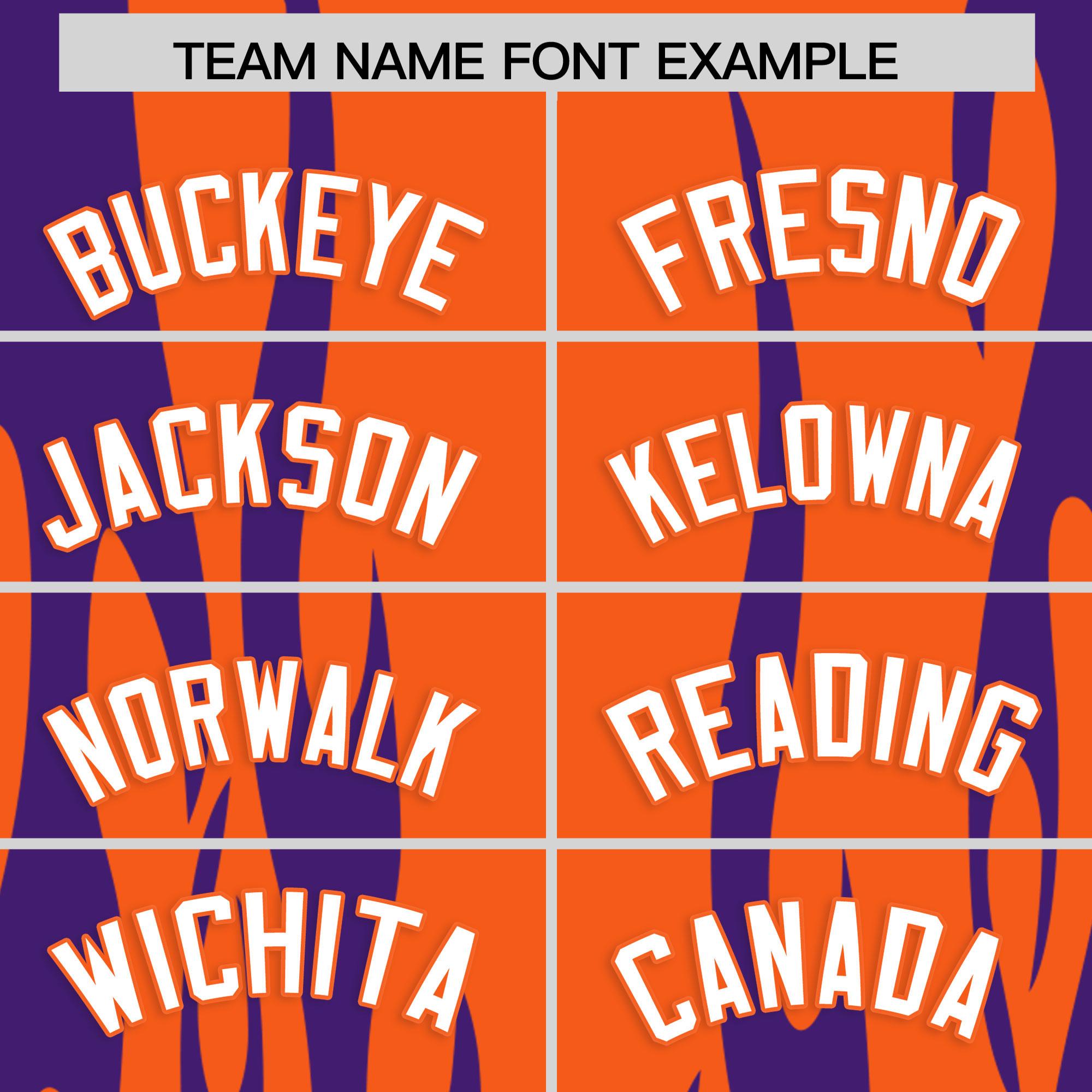 Custom Orange Purple Flame Pattern Authentic Pullover Baseball Jersey