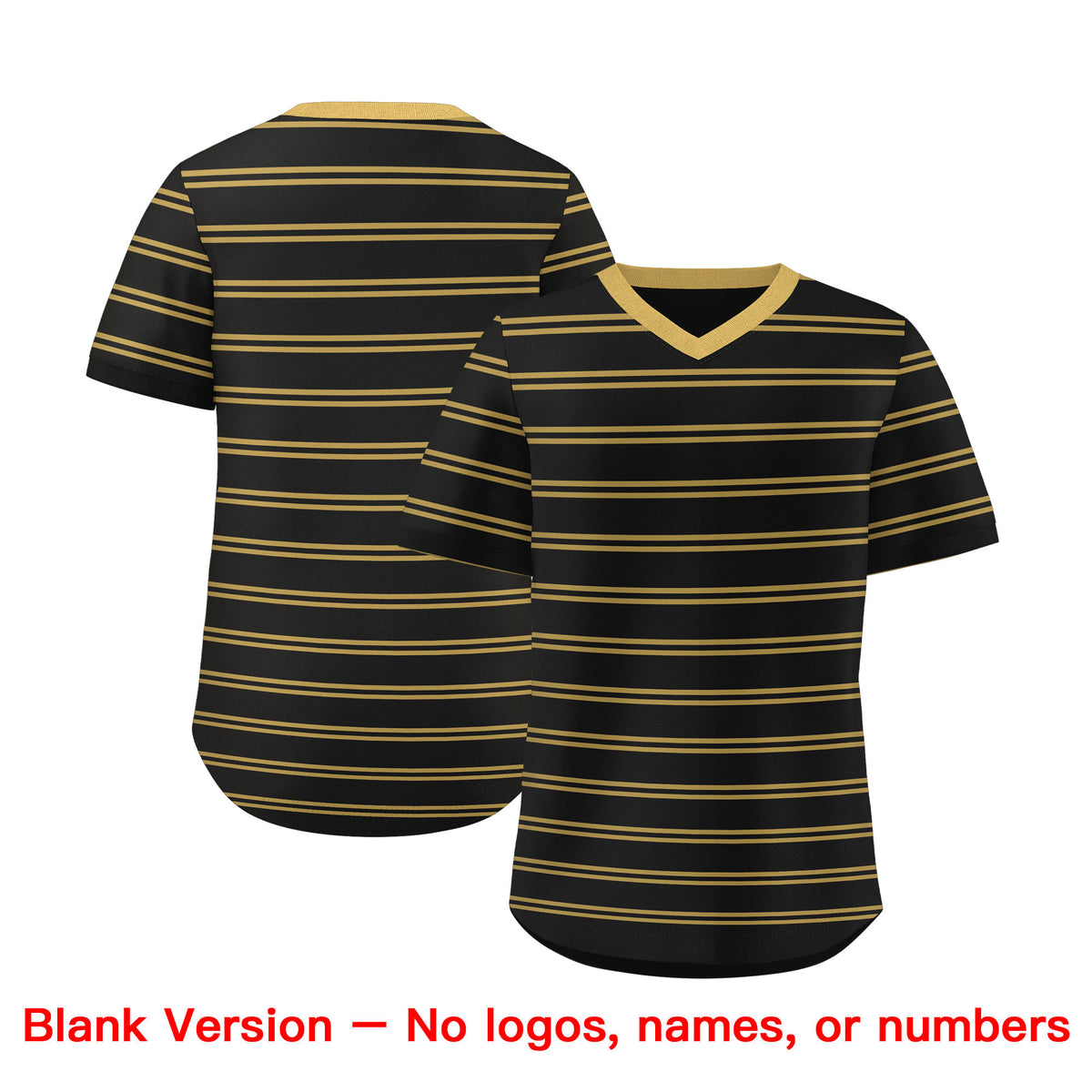 Custom Black Old Gold Personalized Horizontal Stripe Authentic Pullover Baseball Jersey