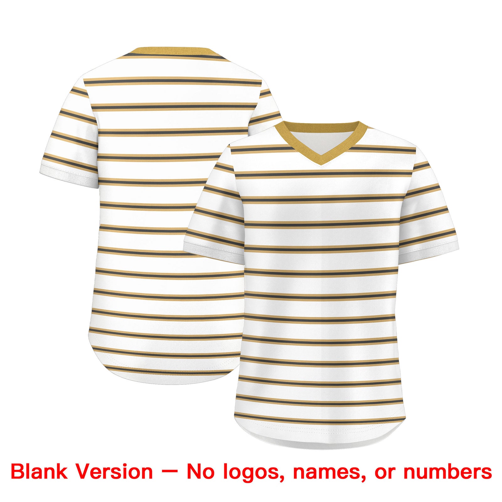 Custom White Old Gold-Black Personalized Horizontal Stripe Authentic Pullover Baseball Jersey
