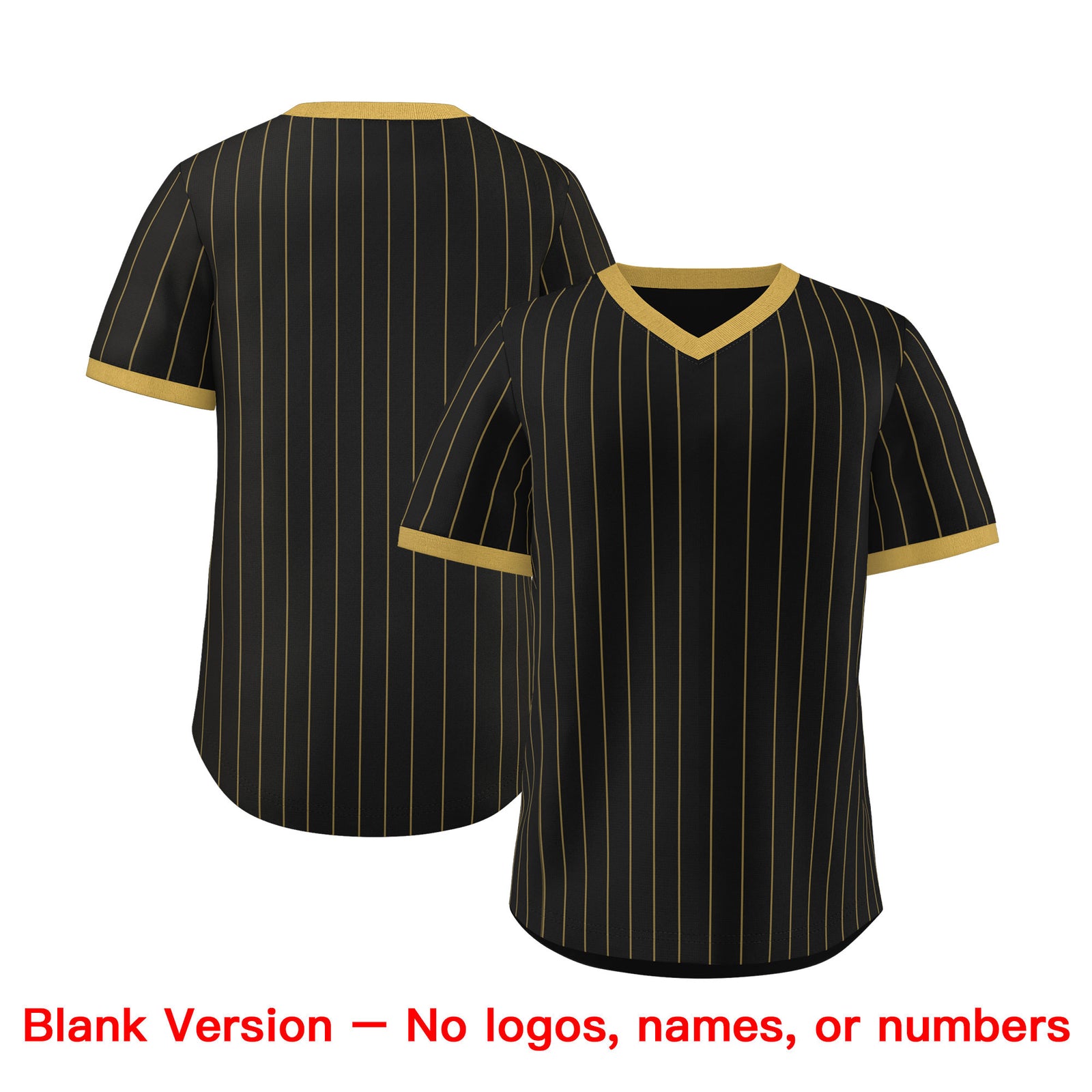Custom Black Old Gold Stripe Fashion Authentic Pullover Baseball Jersey