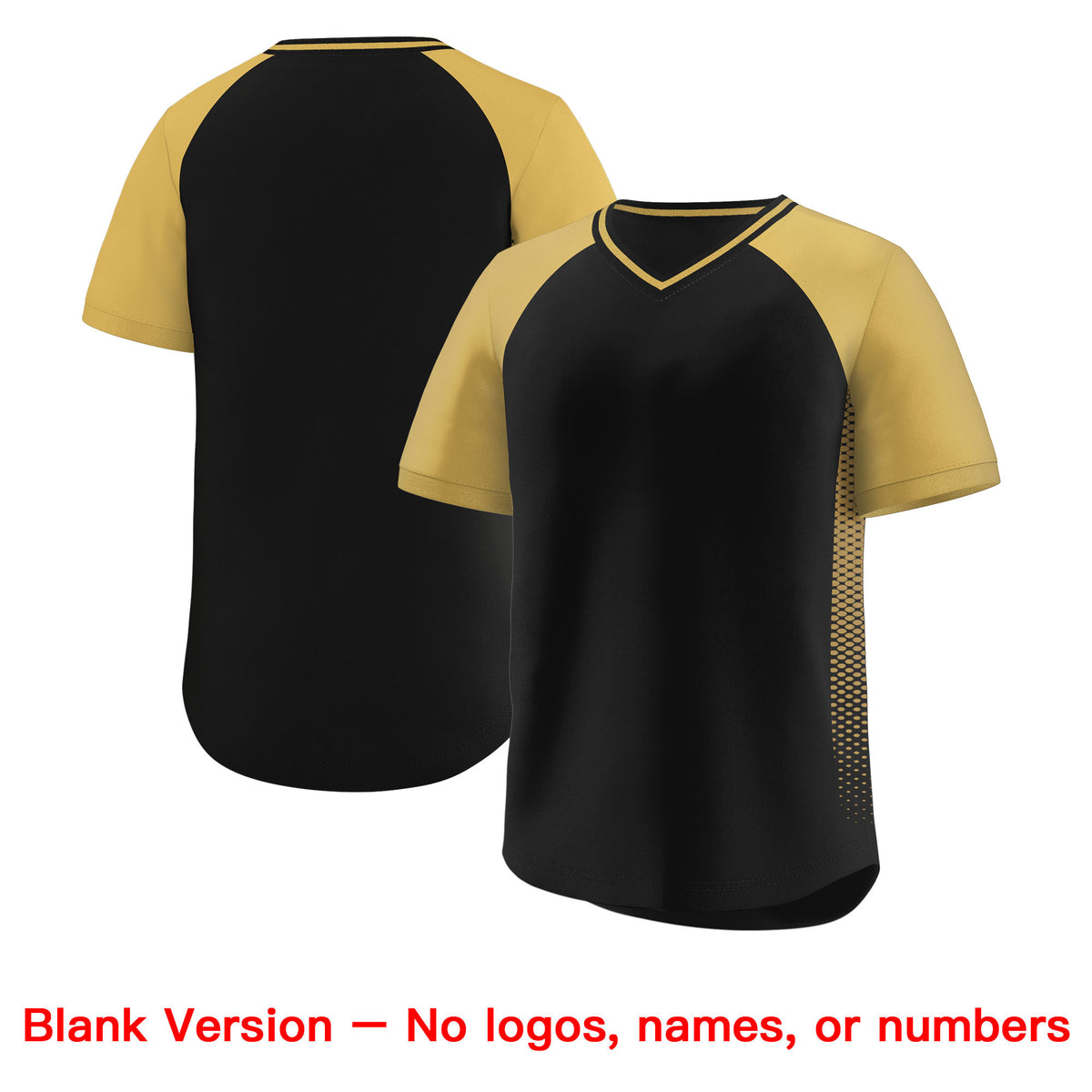 Custom Black Old Gold Raglan Sleeves Side Spot Authentic Pullover Baseball Jersey