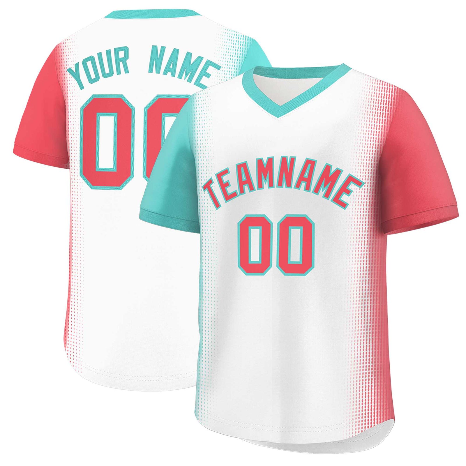 Custom White Bright Green-Light Red Personalized Raglan Sleeves Authentic Baseball Jersey