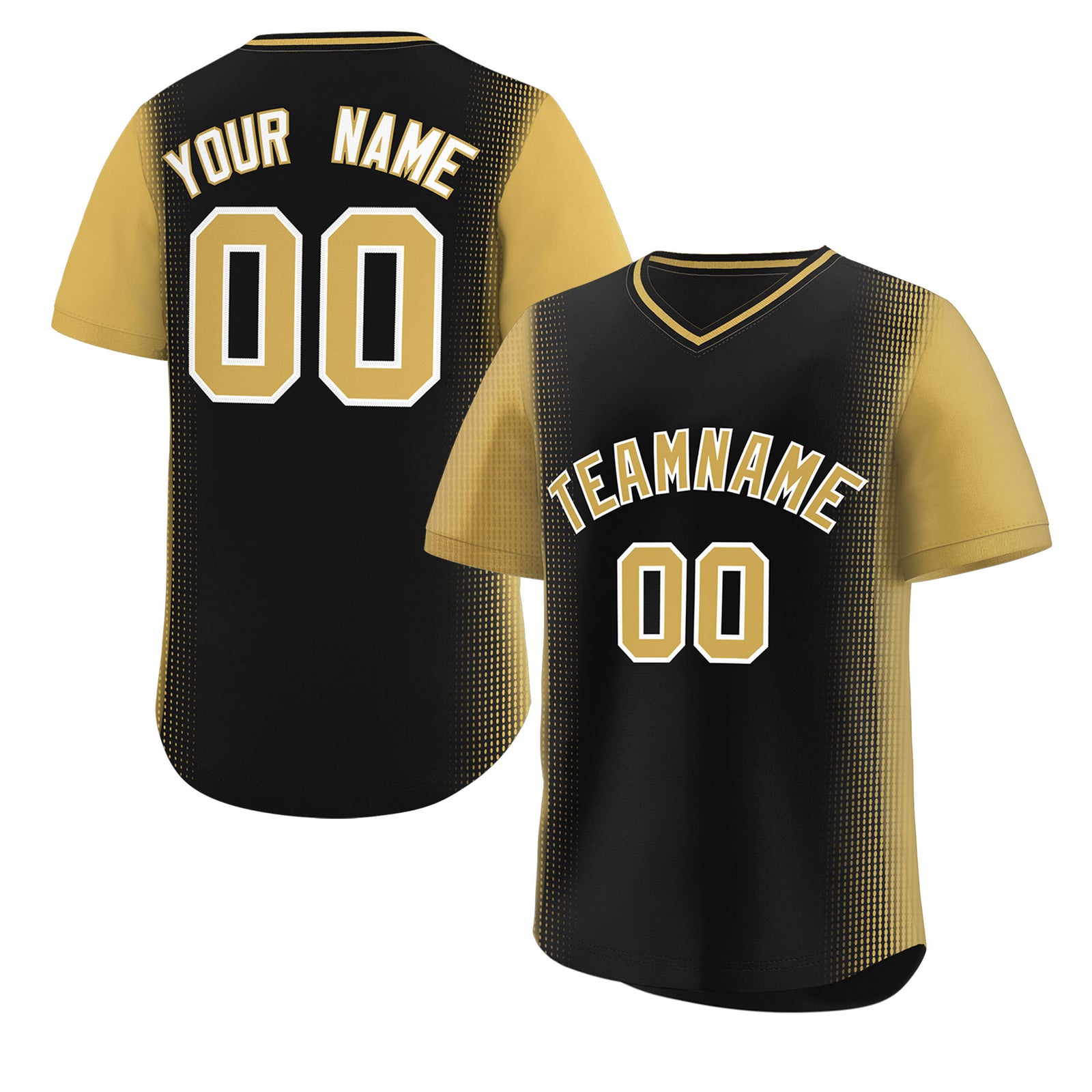 Custom Black Old Gold Personalized Raglan Sleeves Authentic Pullover Baseball Jersey