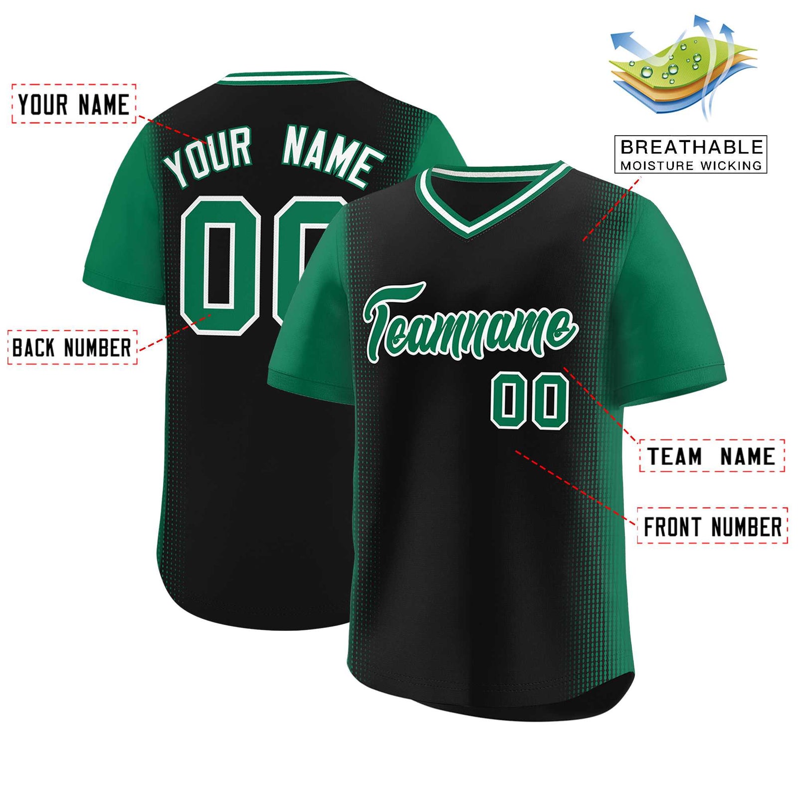 Custom Black Kelly Green Personalized Raglan Sleeves Authentic Baseball Jersey