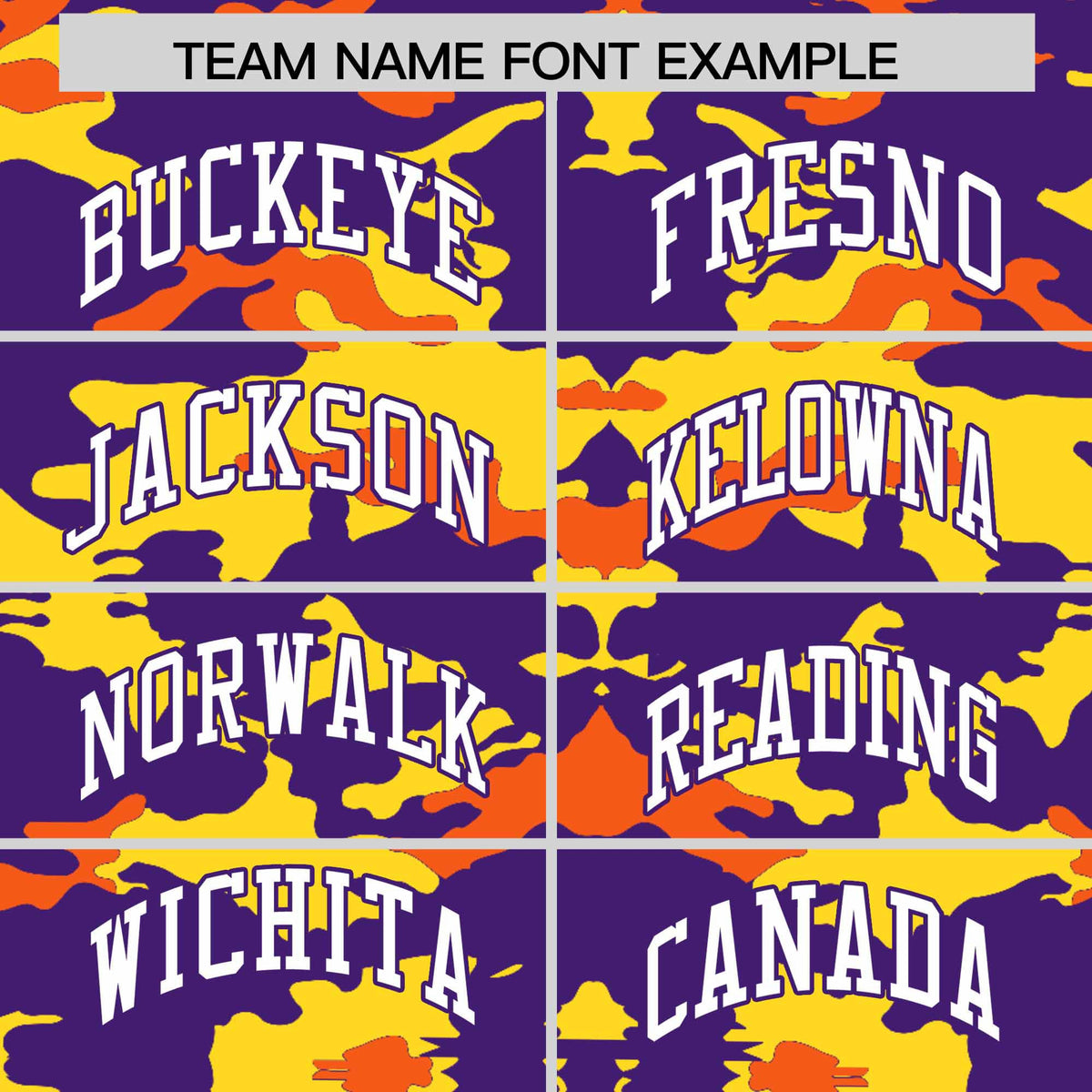 Custom Purple Gold and Orange Camo Fashion Authentic Sleeveless Baseball Jersey