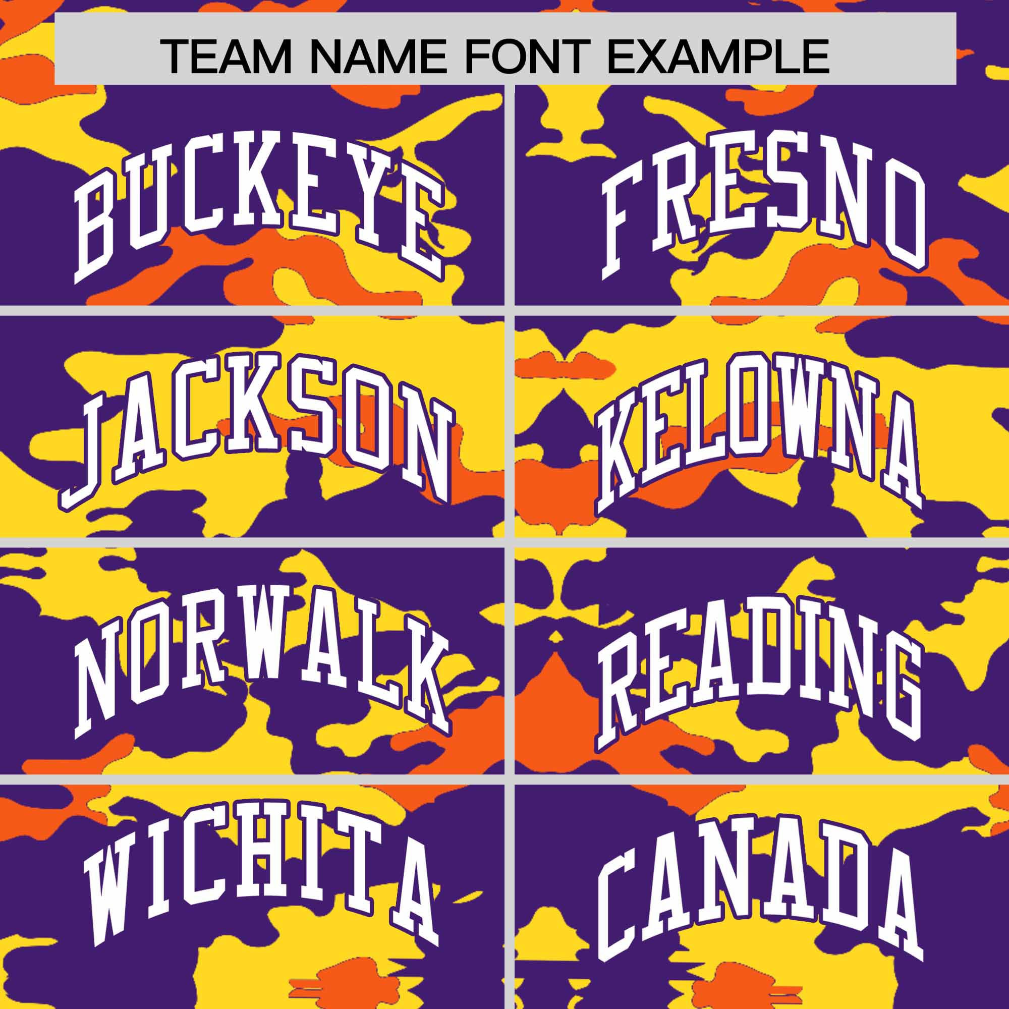 Custom Purple Gold and Orange Camo Fashion Authentic Sleeveless Baseball Jersey