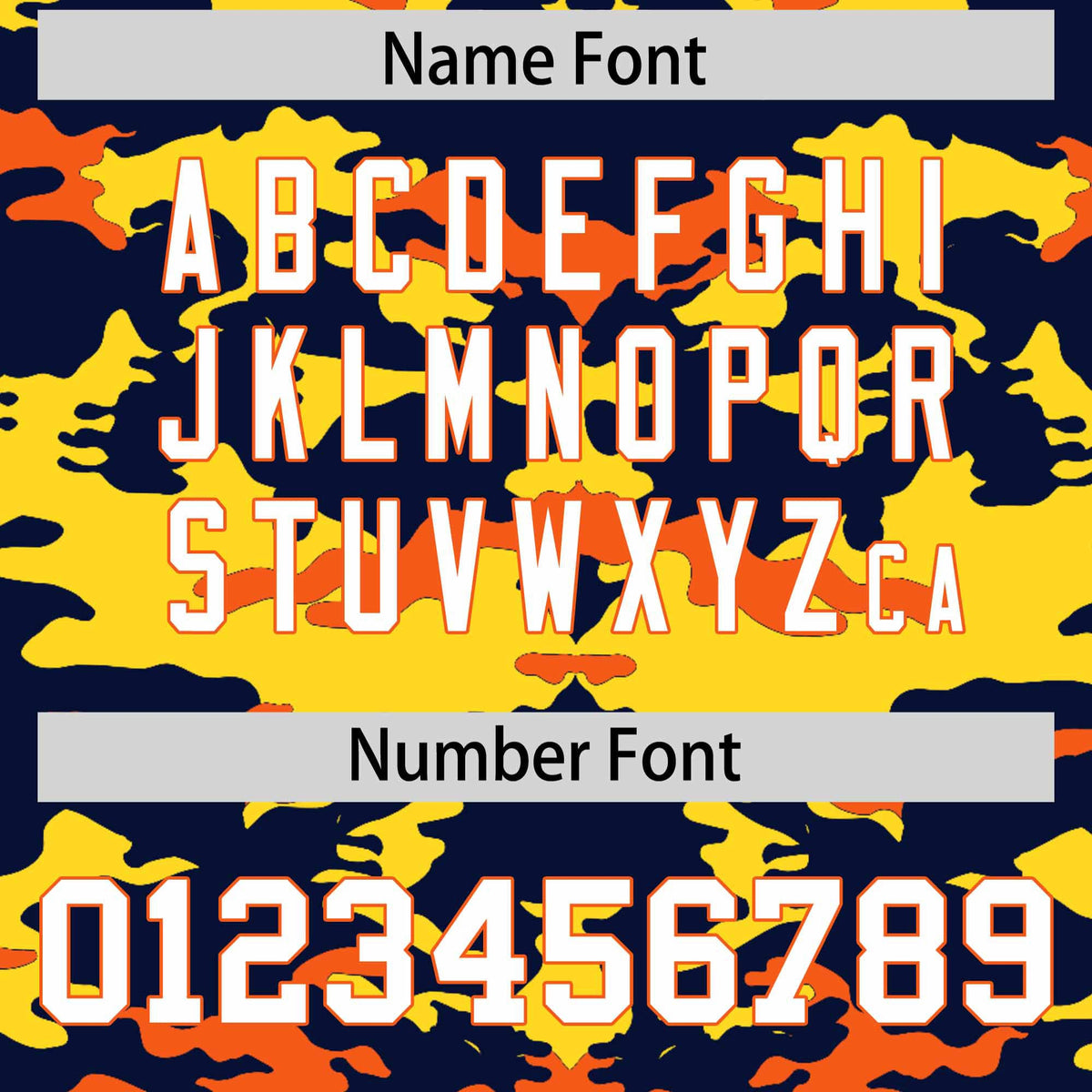 Custom Navy Gold and Orange Camo Fashion Authentic Sleeveless Baseball Jersey