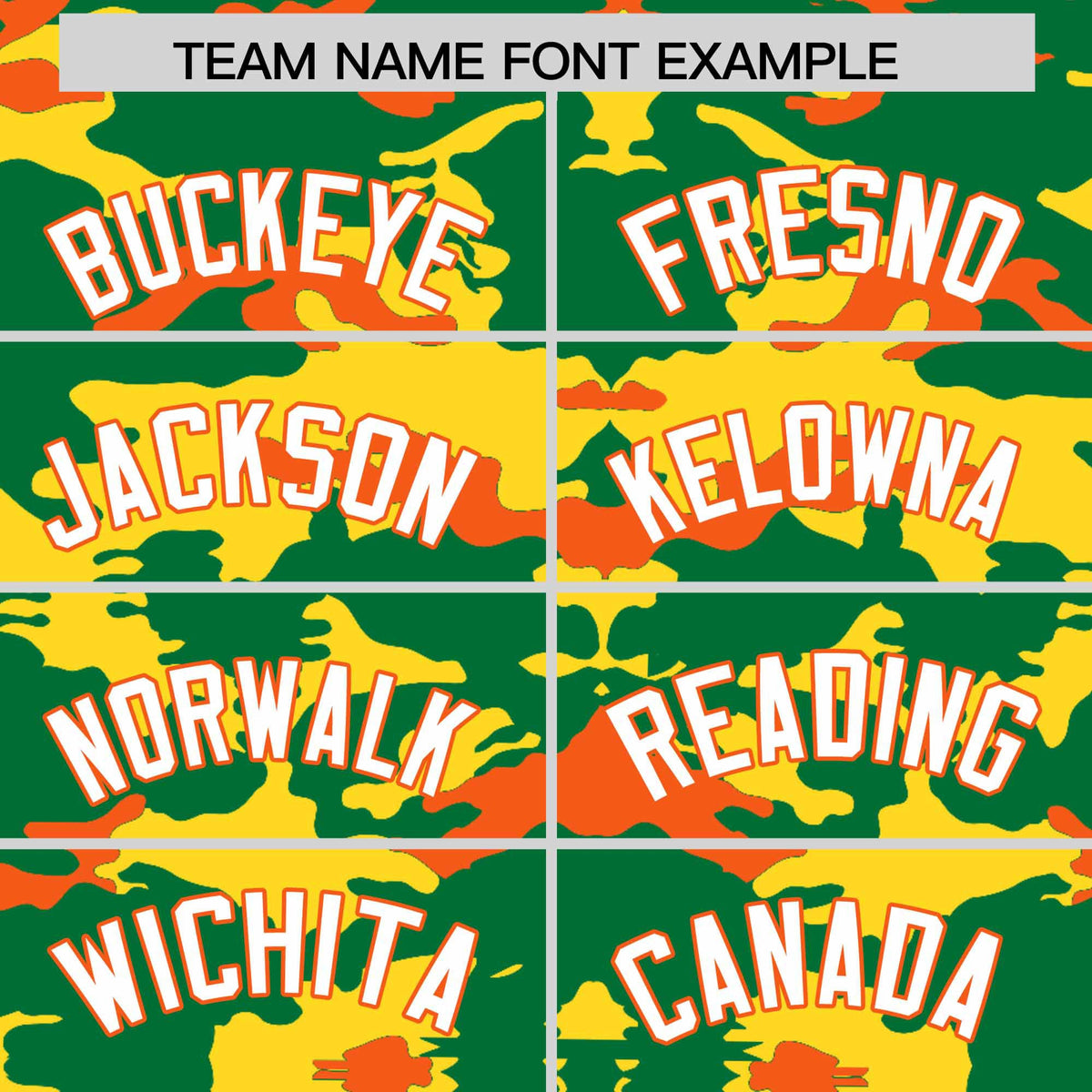 Custom Kelly Green Gold and Orange Camo Fashion Authentic Sleeveless Baseball Jersey