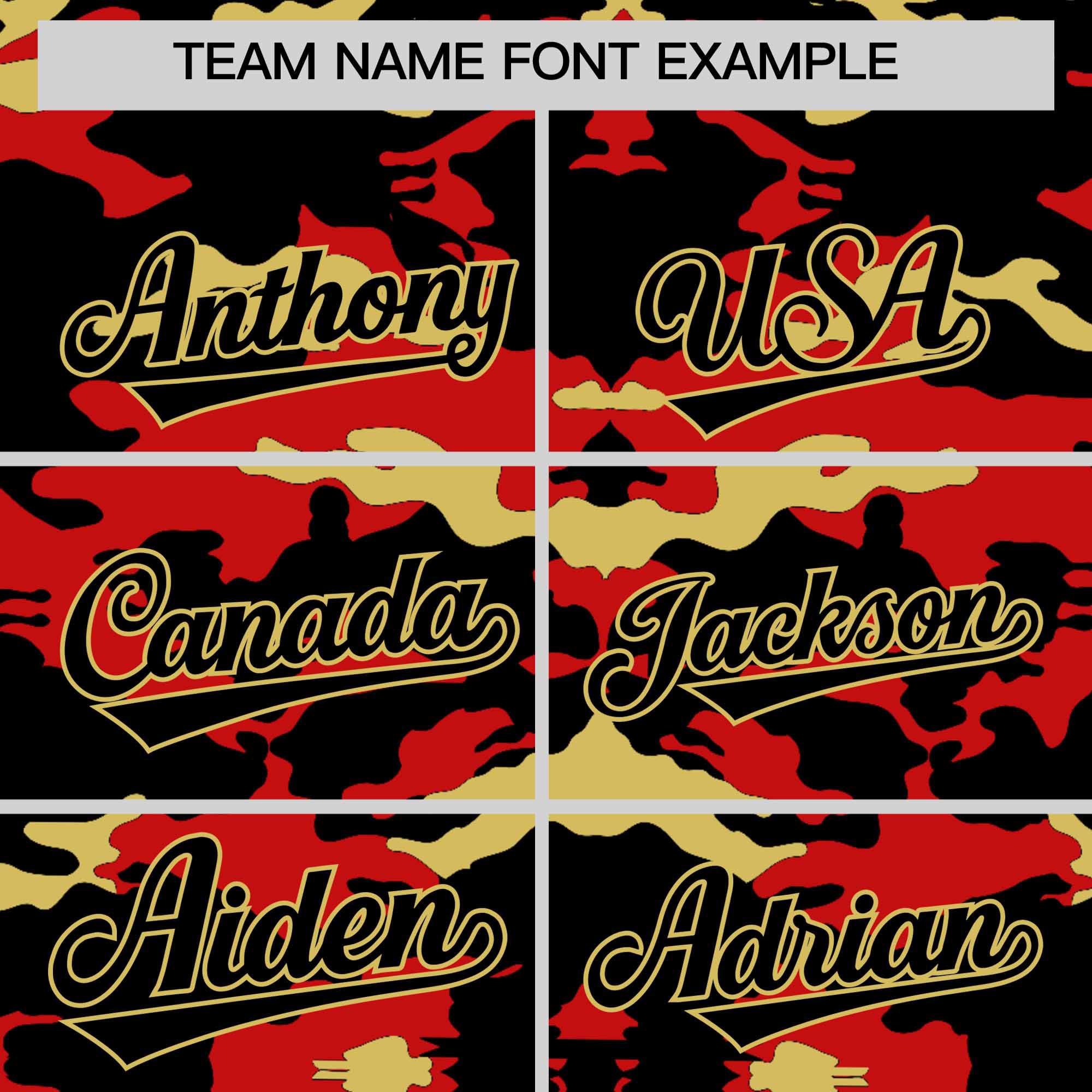 Custom Black Red and Old Gold Camo Fashion Authentic Sleeveless Baseball Jersey