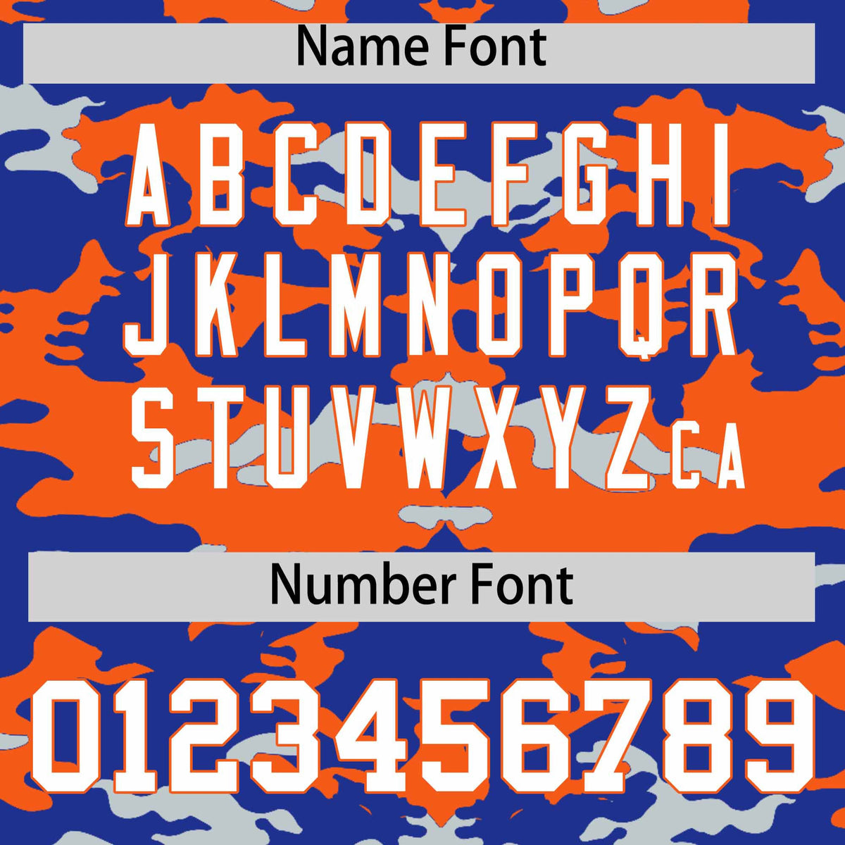 Custom Royal Orange and Silver Camo Fashion Authentic Sleeveless Baseball Jersey