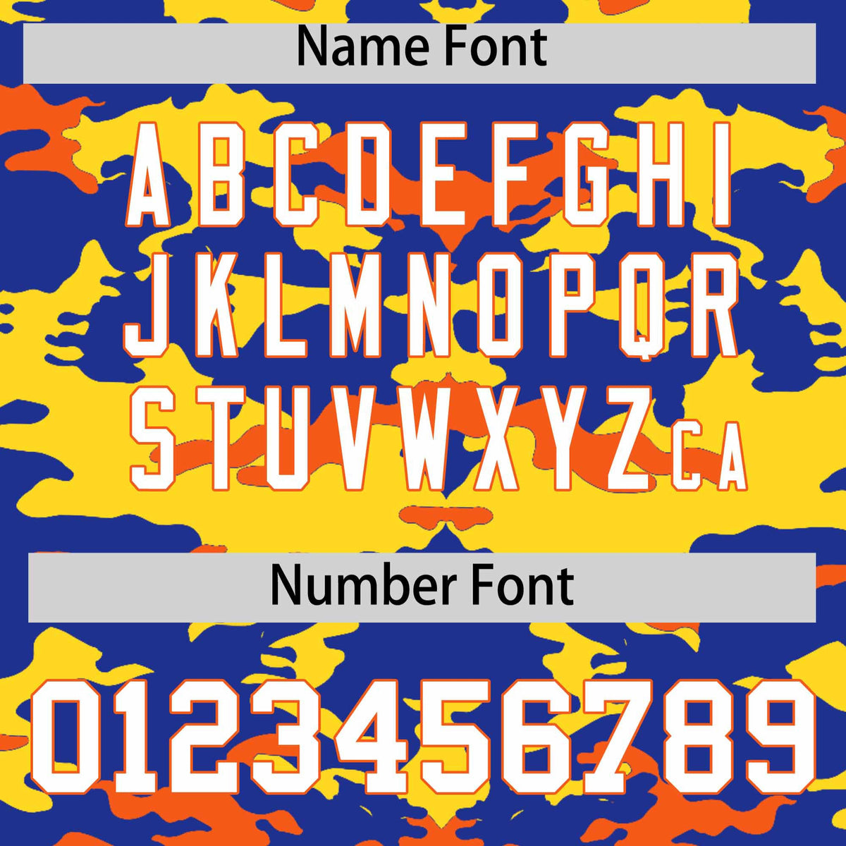 Custom Royal Gold and Orange Camo Fashion Authentic Sleeveless Baseball Jersey