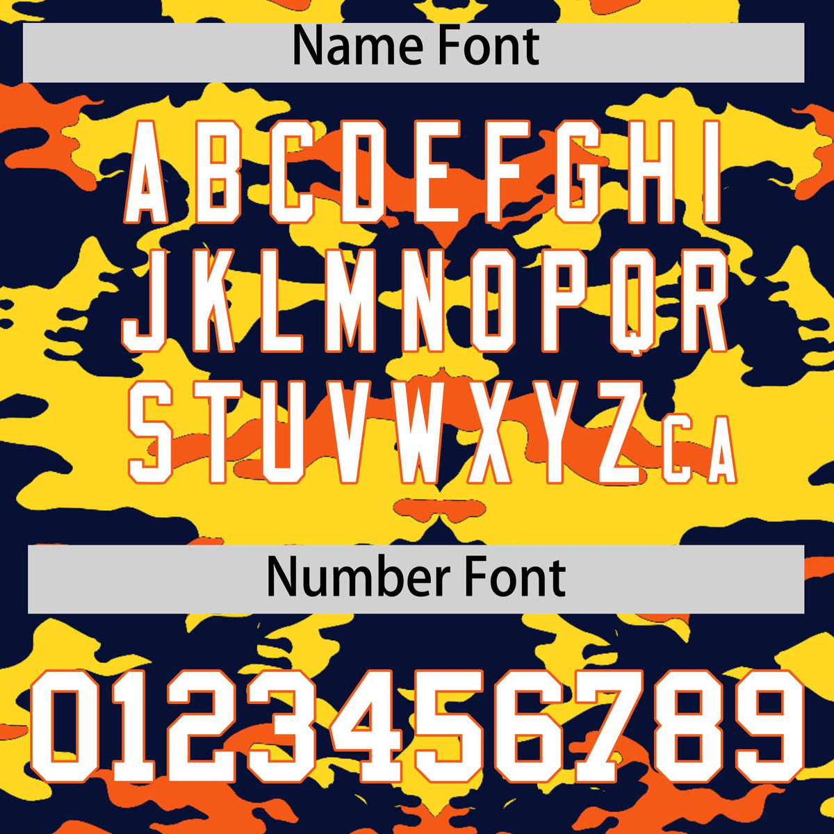 Custom Navy Gold and Orange Camo Fashion Authentic Sleeveless Baseball Jersey