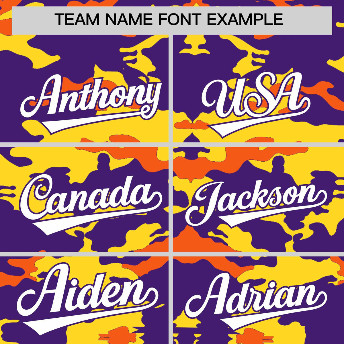 Custom Purple Gold and Orange Camo Fashion Authentic Sleeveless Baseball Jersey