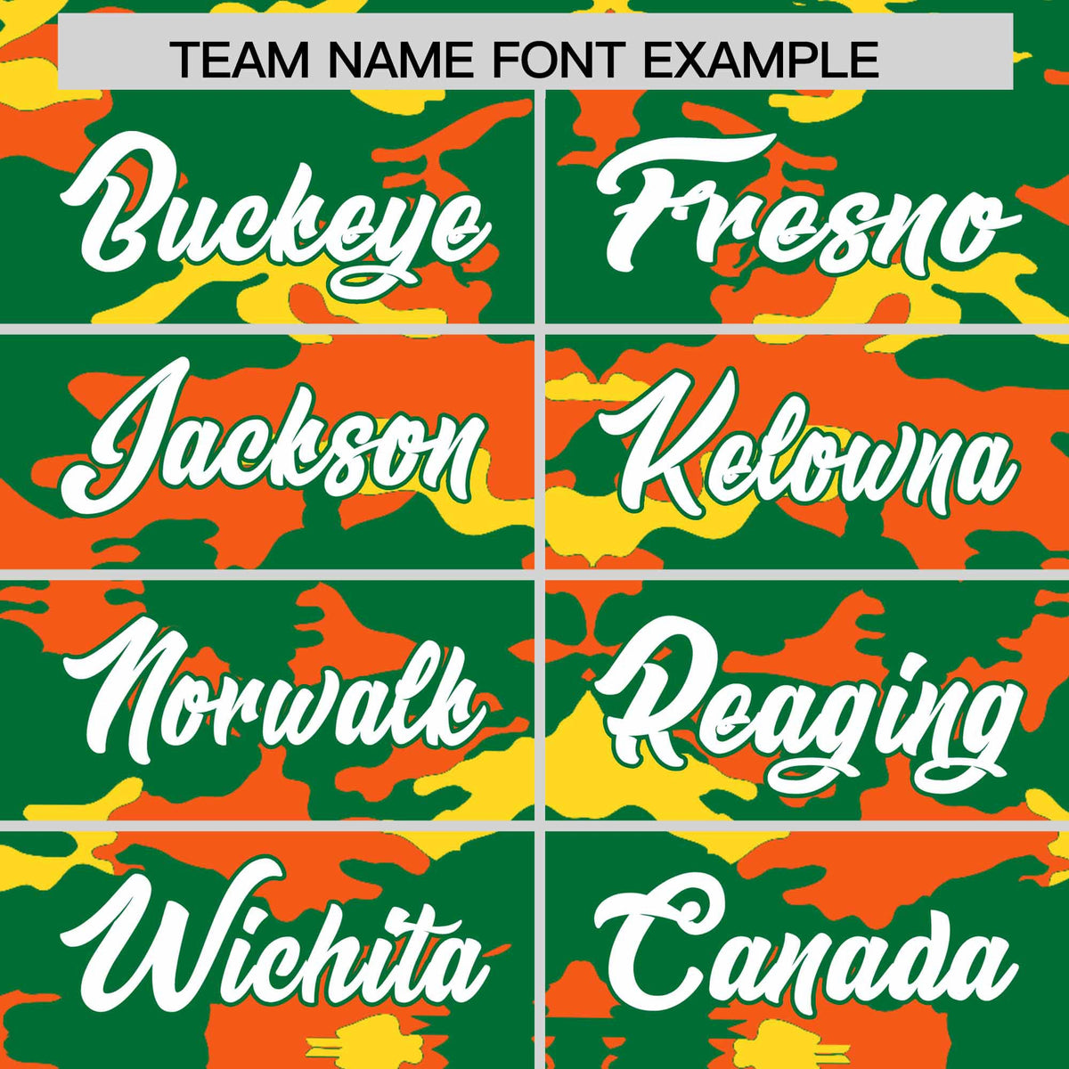 Custom Kelly Green Orange and Gold Camo Fashion Authentic Sleeveless Baseball Jersey