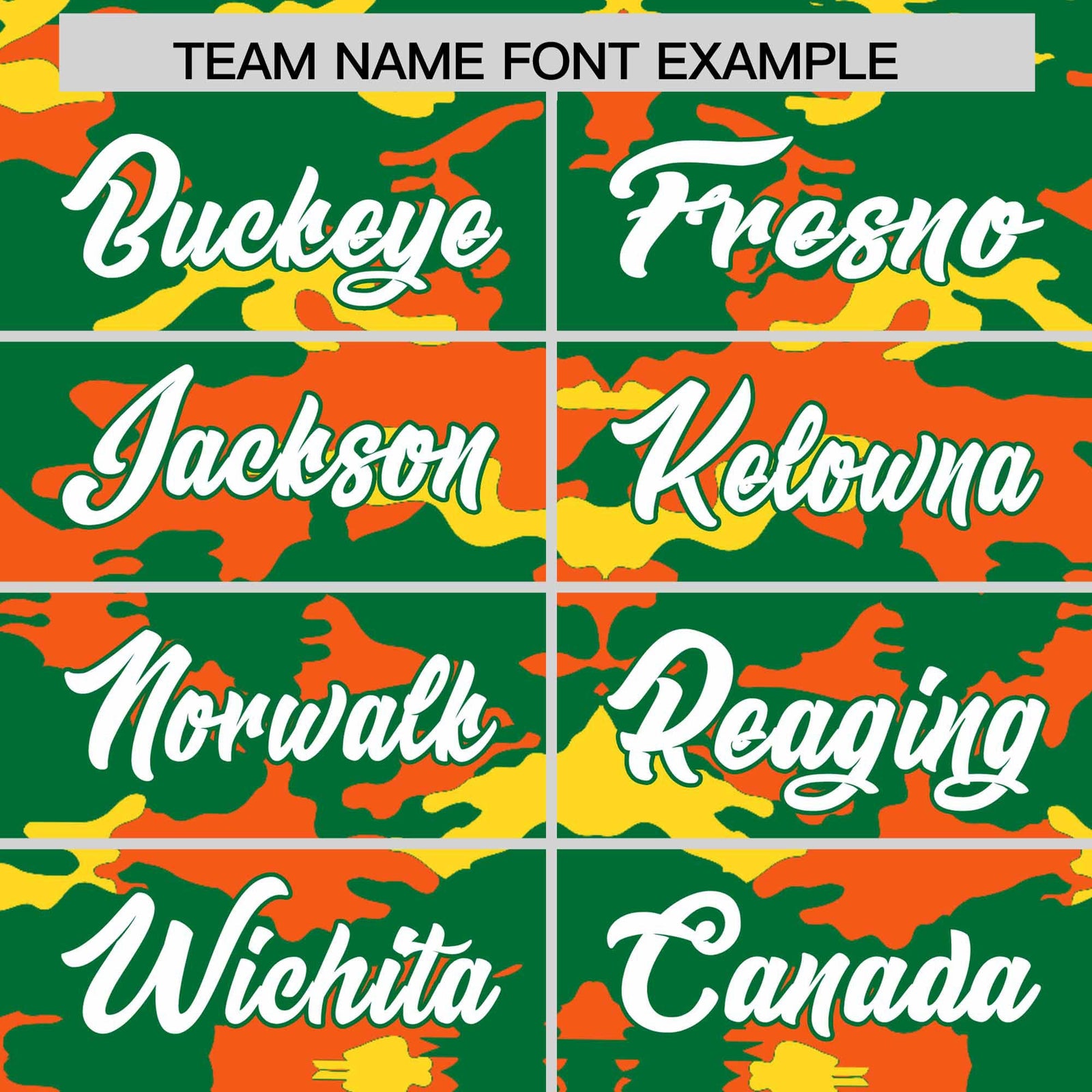 Custom Kelly Green Orange and Gold Camo Fashion Authentic Sleeveless Baseball Jersey