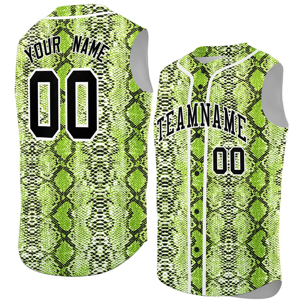 Custom White Snakeskin Pattern Authentic Sleeveless Baseball Jersey