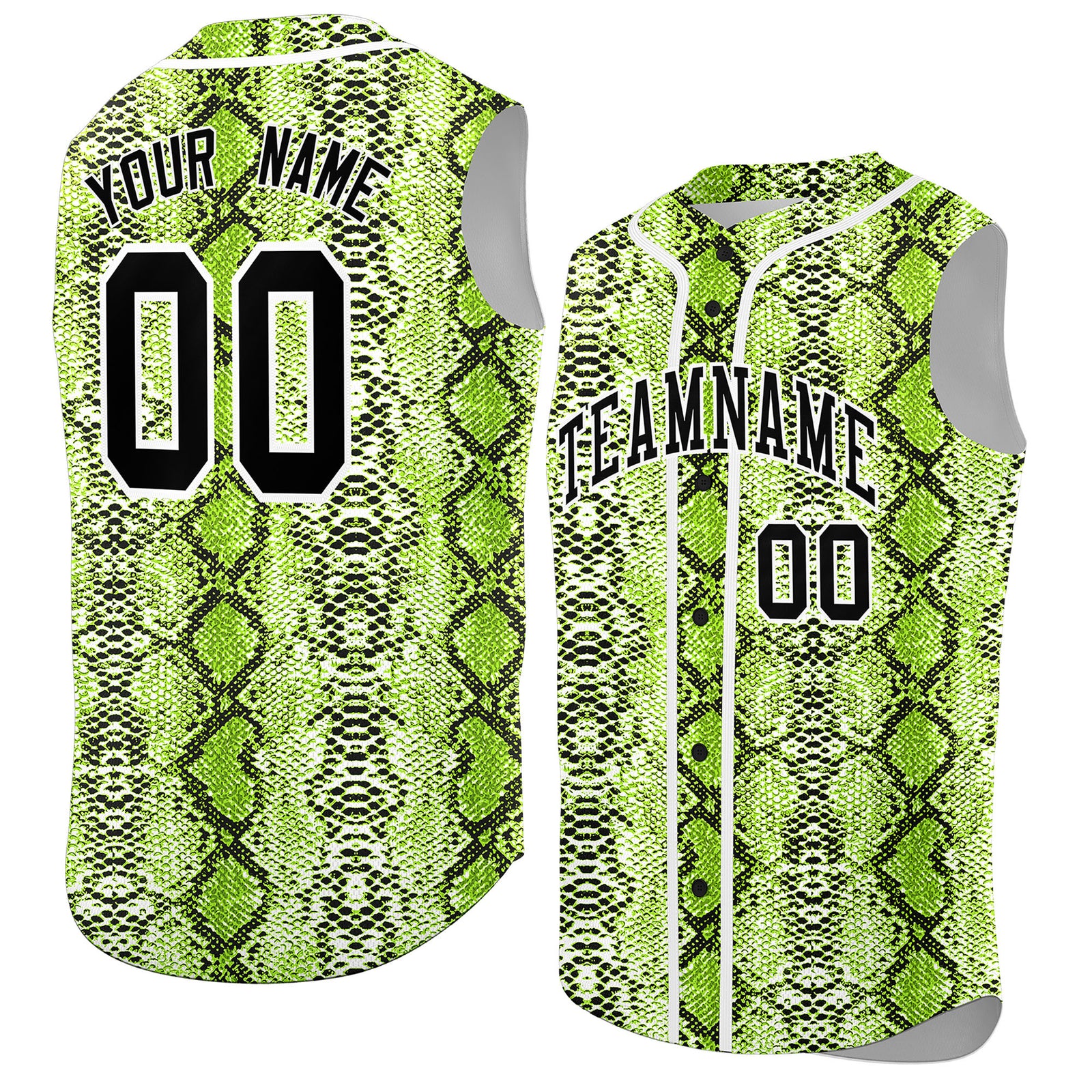 Custom White Snakeskin Pattern Authentic Sleeveless Baseball Jersey