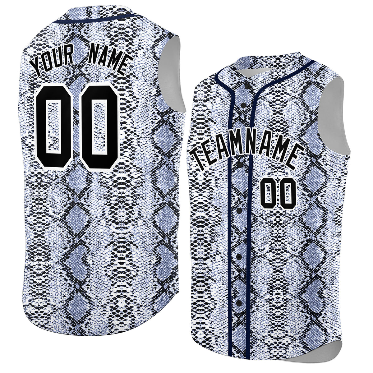 Custom Navy Snakeskin Pattern Authentic Sleeveless Baseball Jersey