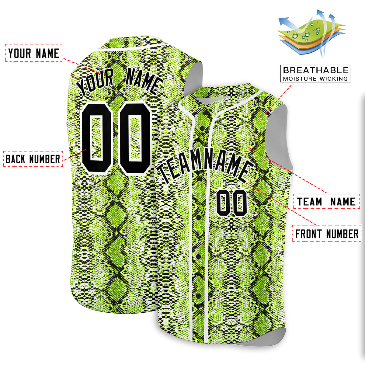 Custom White Snakeskin Pattern Authentic Sleeveless Baseball Jersey