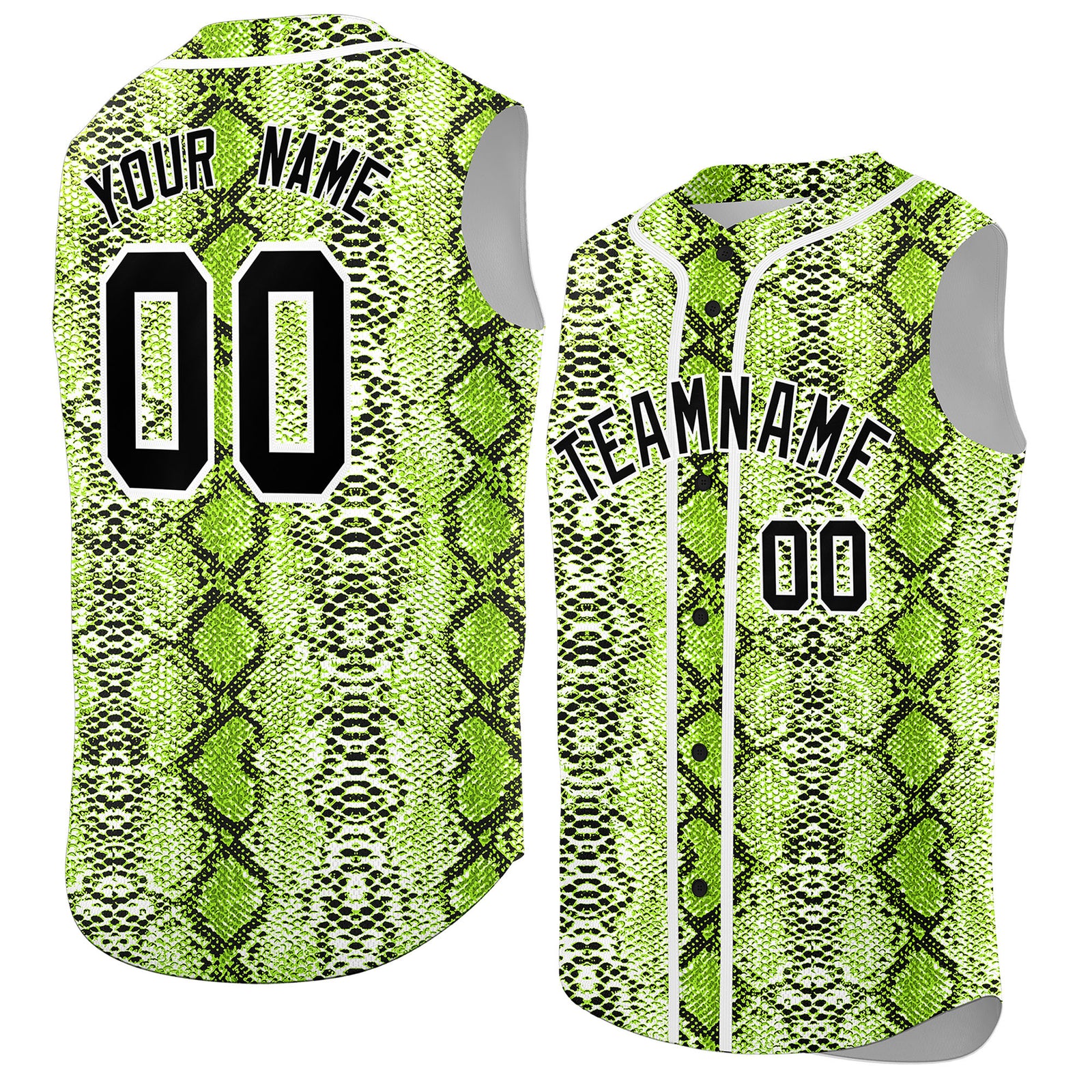 Custom White Snakeskin Pattern Authentic Sleeveless Baseball Jersey