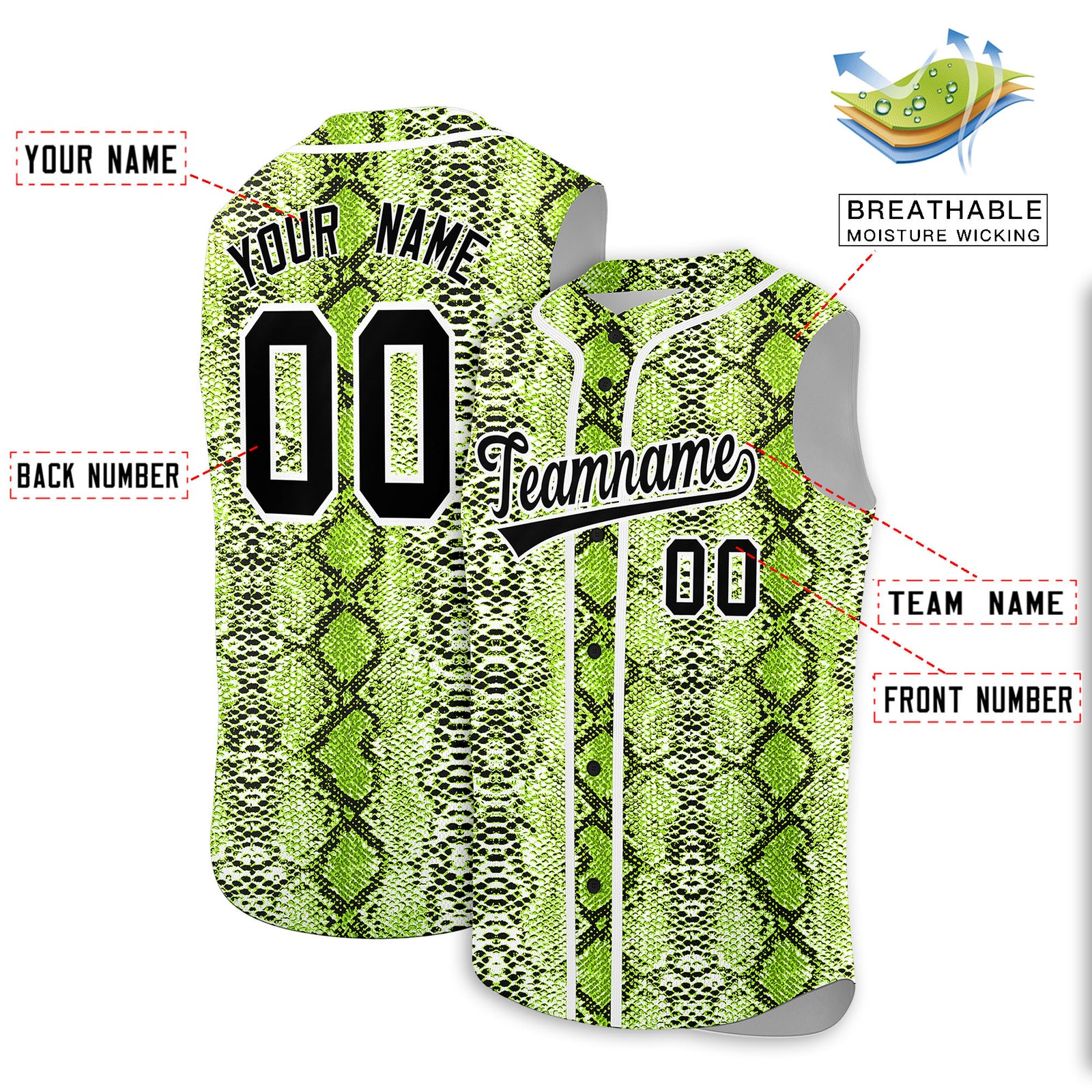 Custom White Snakeskin Pattern Authentic Sleeveless Baseball Jersey