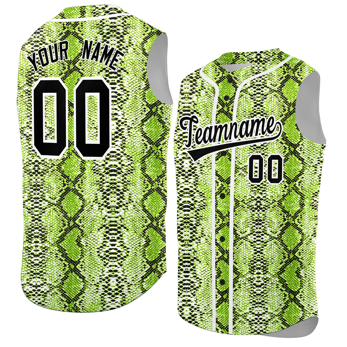 Custom White Snakeskin Pattern Authentic Sleeveless Baseball Jersey