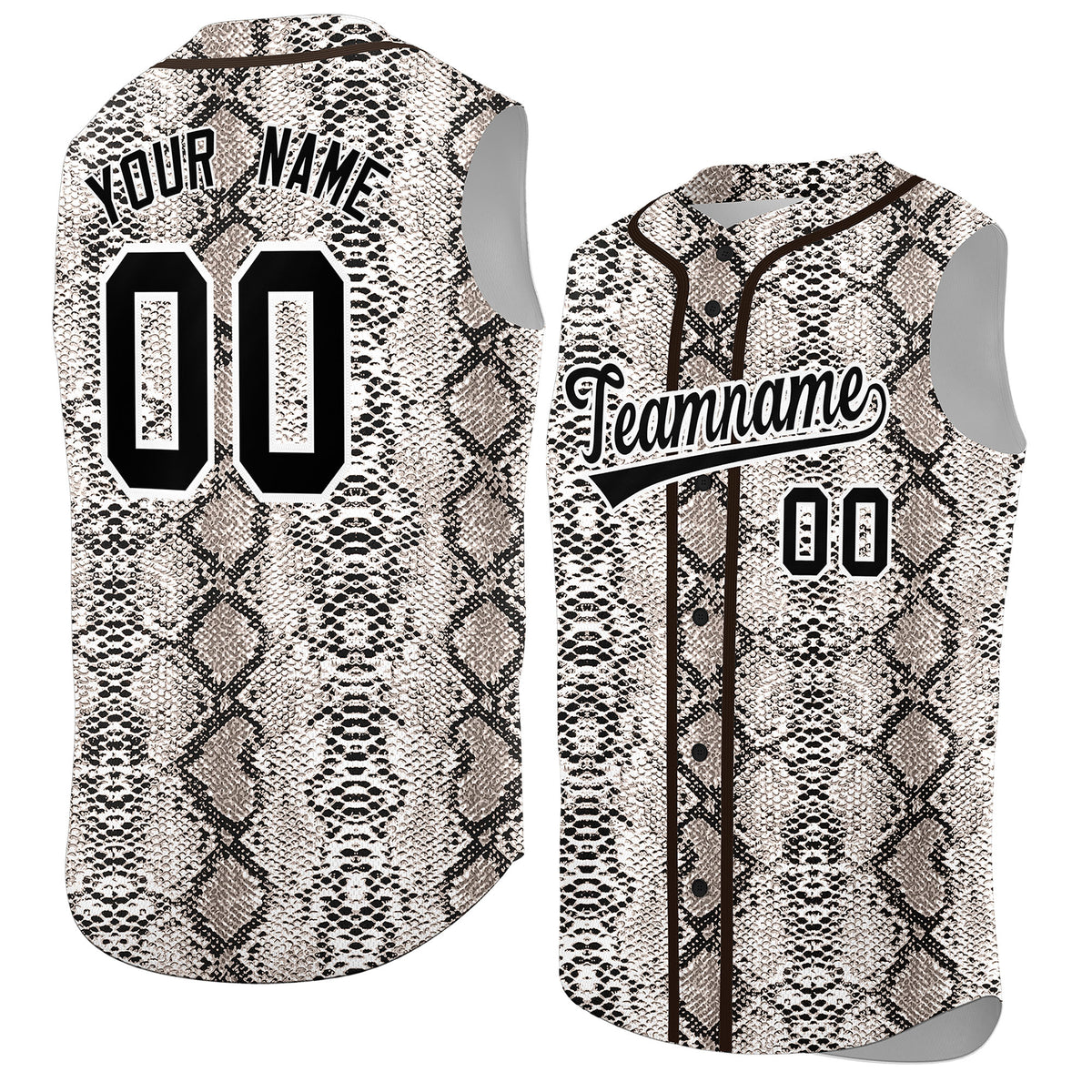 Custom Brown Snakeskin Pattern Authentic Sleeveless Baseball Jersey