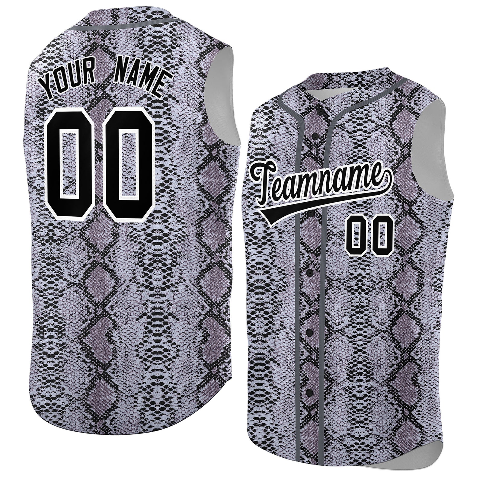 Custom Gray Snakeskin Pattern Authentic Sleeveless Baseball Jersey