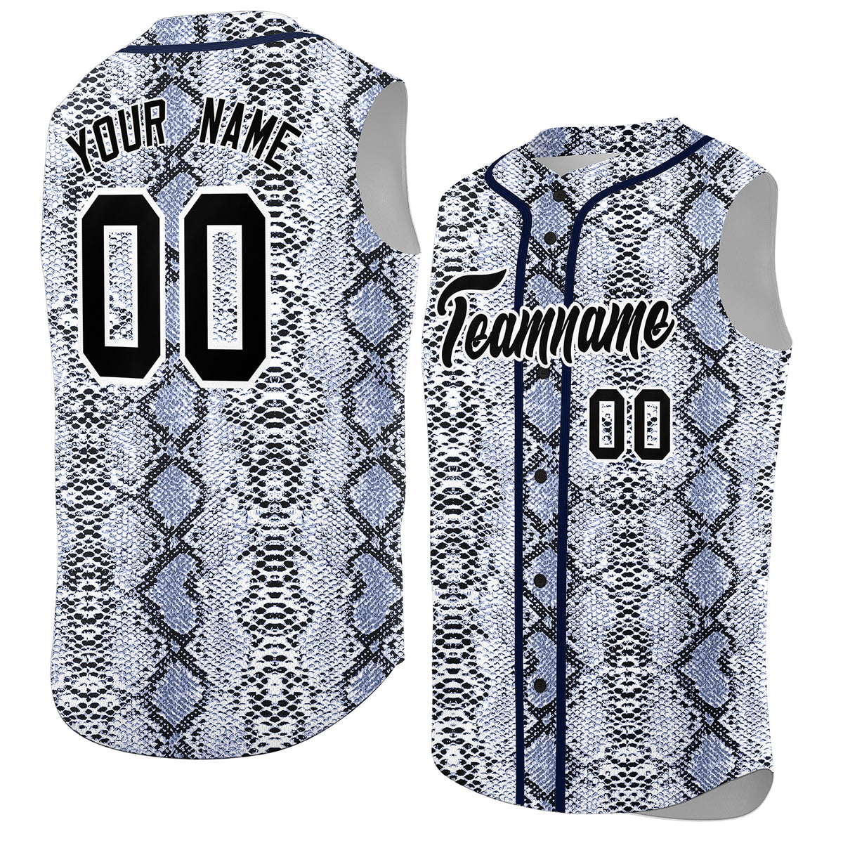 Custom Navy Snakeskin Pattern Authentic Sleeveless Baseball Jersey