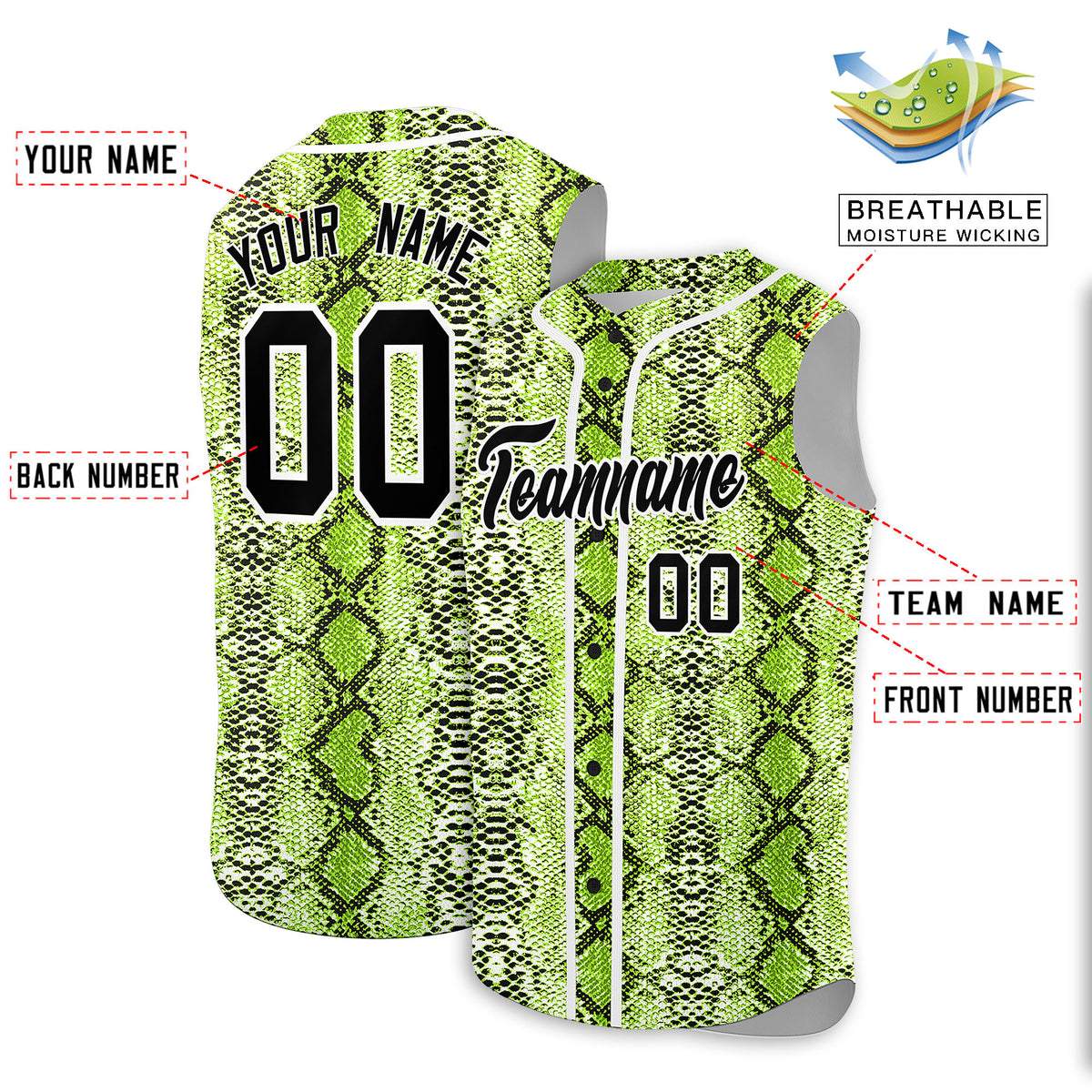 Custom White Snakeskin Pattern Authentic Sleeveless Baseball Jersey